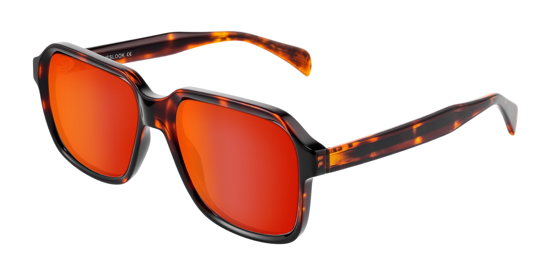 Angle of Upbeat in Tortoise with Red Gold Mirrored Lenses