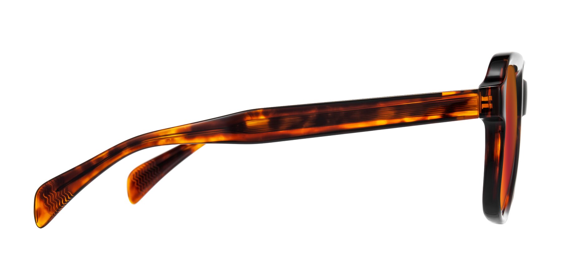 Side of Upbeat in Tortoise with Red Gold Mirrored Lenses