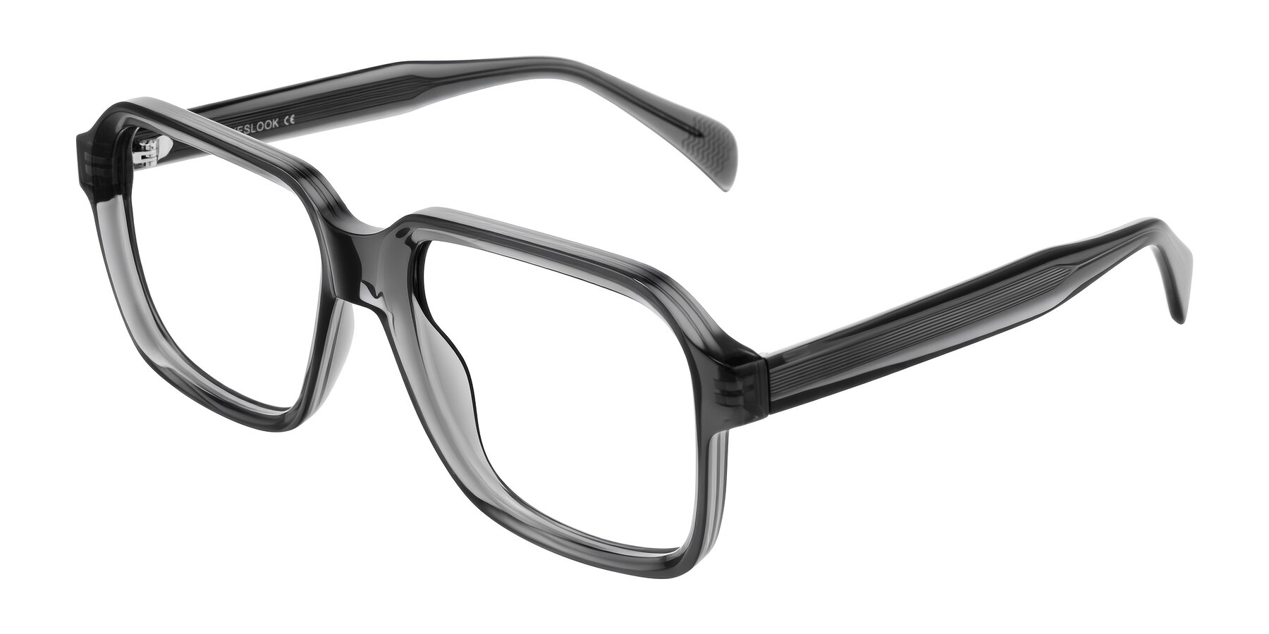 Angle of Upbeat in Translucent Gray with Clear Reading Eyeglass Lenses