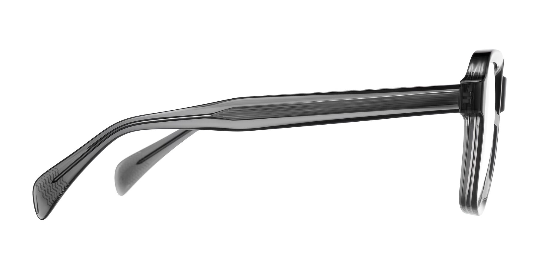 Side of Upbeat in Translucent Gray with Clear Reading Eyeglass Lenses