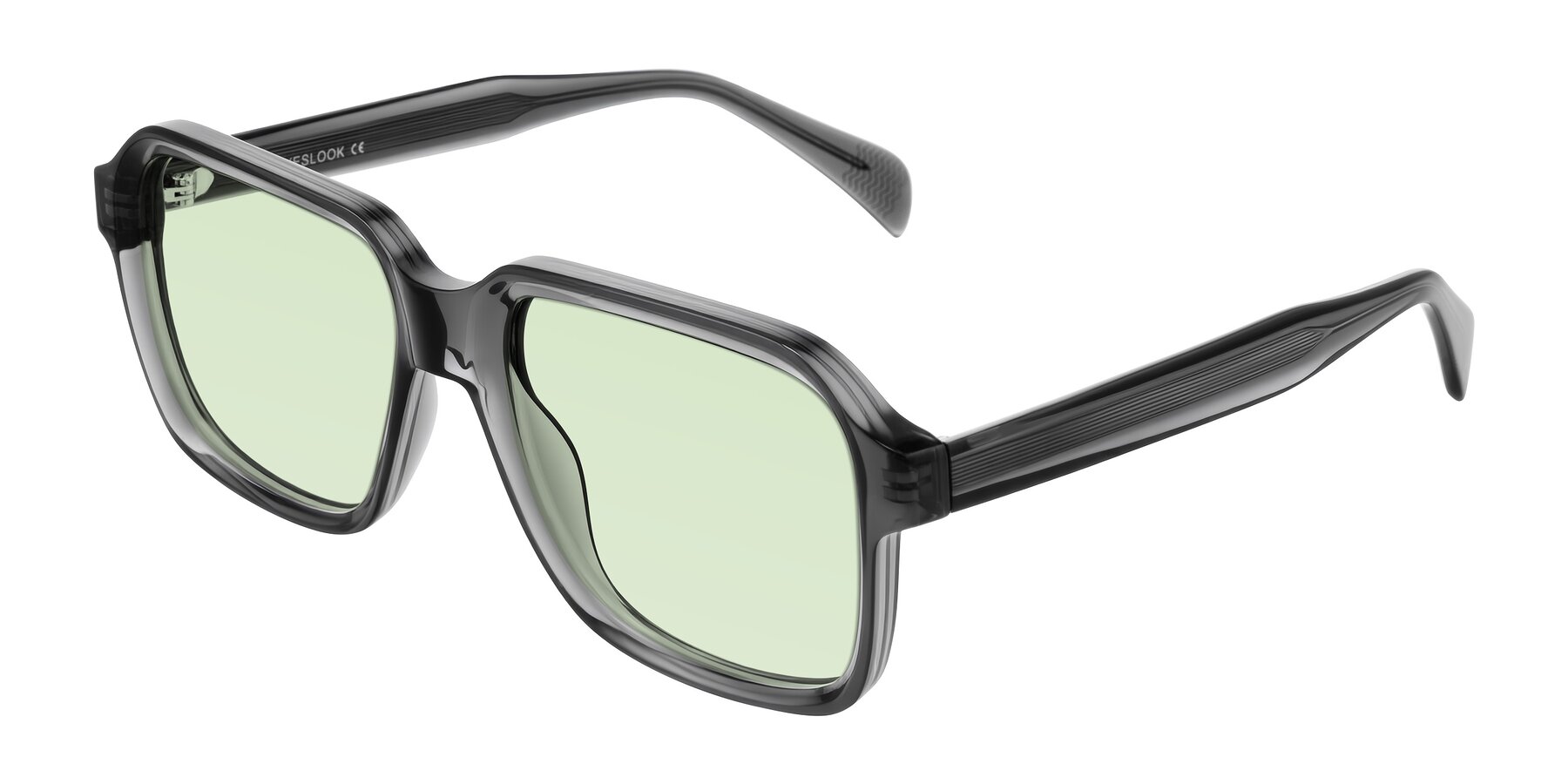 Angle of Upbeat in Translucent Gray with Light Green Tinted Lenses
