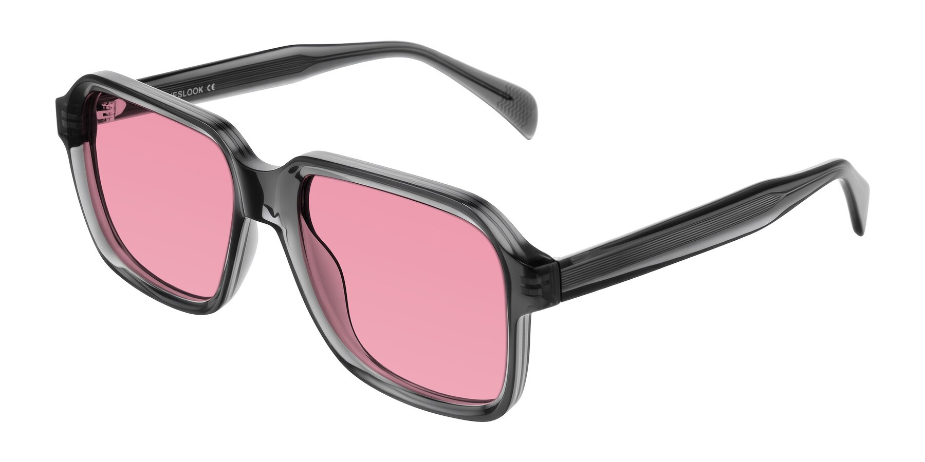 Angle of Upbeat in Translucent Gray with Pink Tinted Lenses