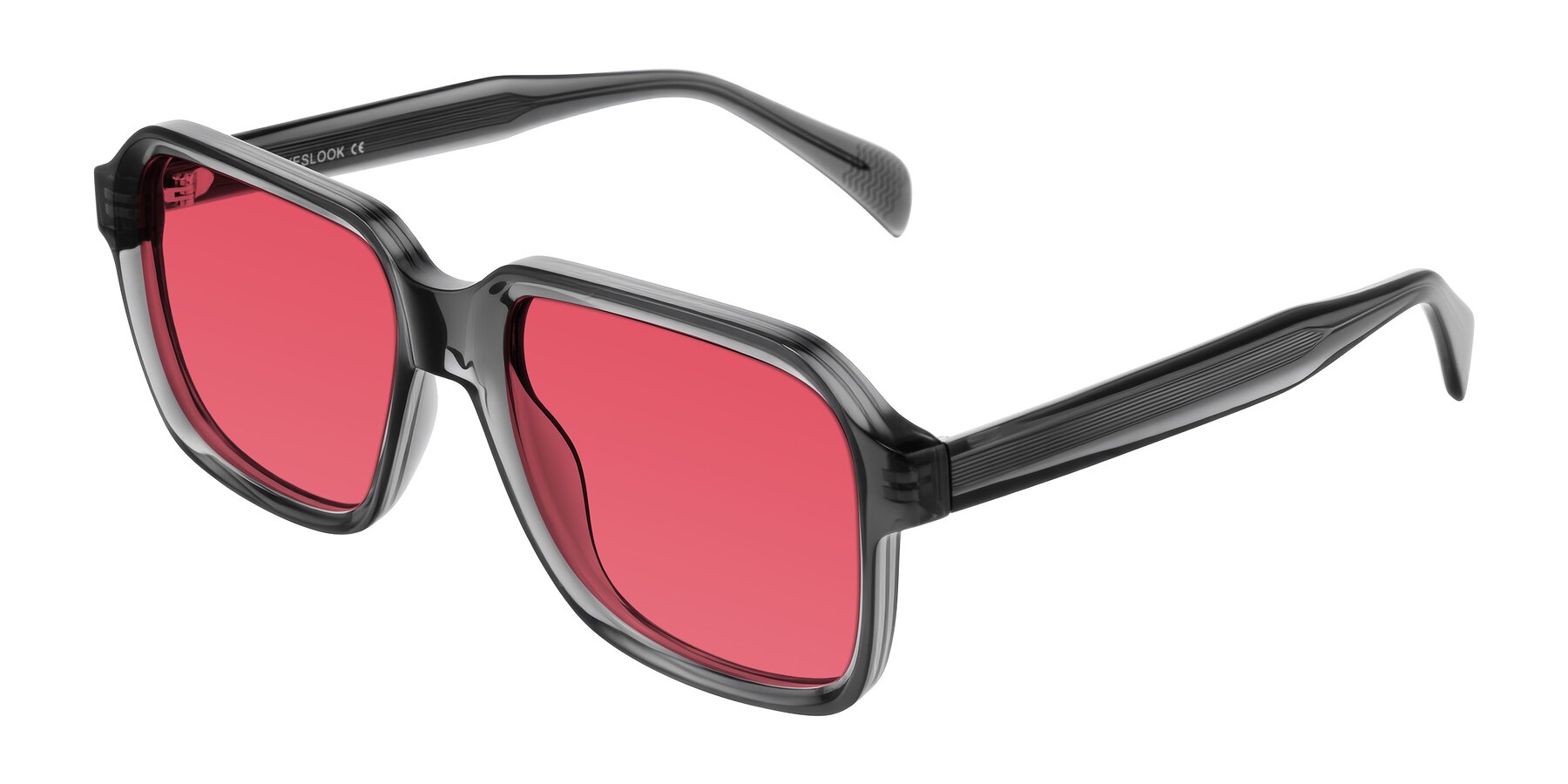 Angle of Upbeat in Translucent Gray with Red Tinted Lenses