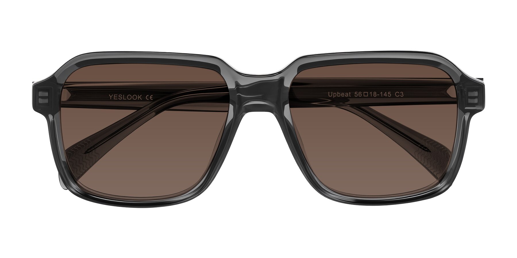 Folded Front of Upbeat in Translucent Gray with Brown Tinted Lenses