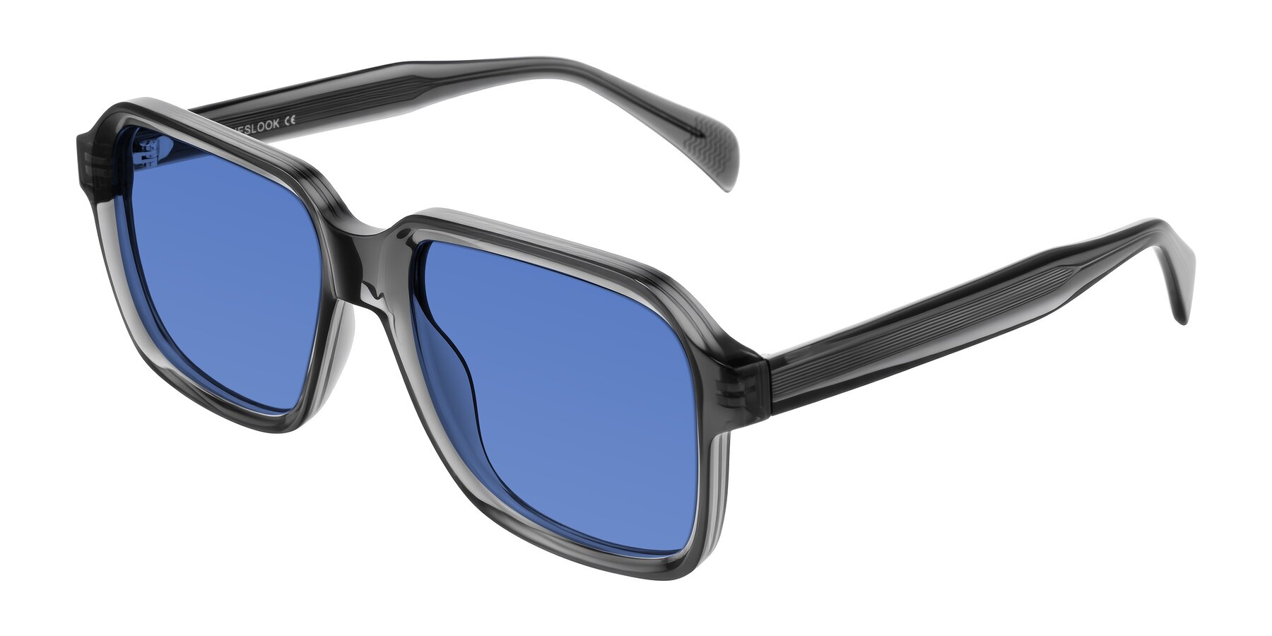 Angle of Upbeat in Translucent Gray with Blue Tinted Lenses