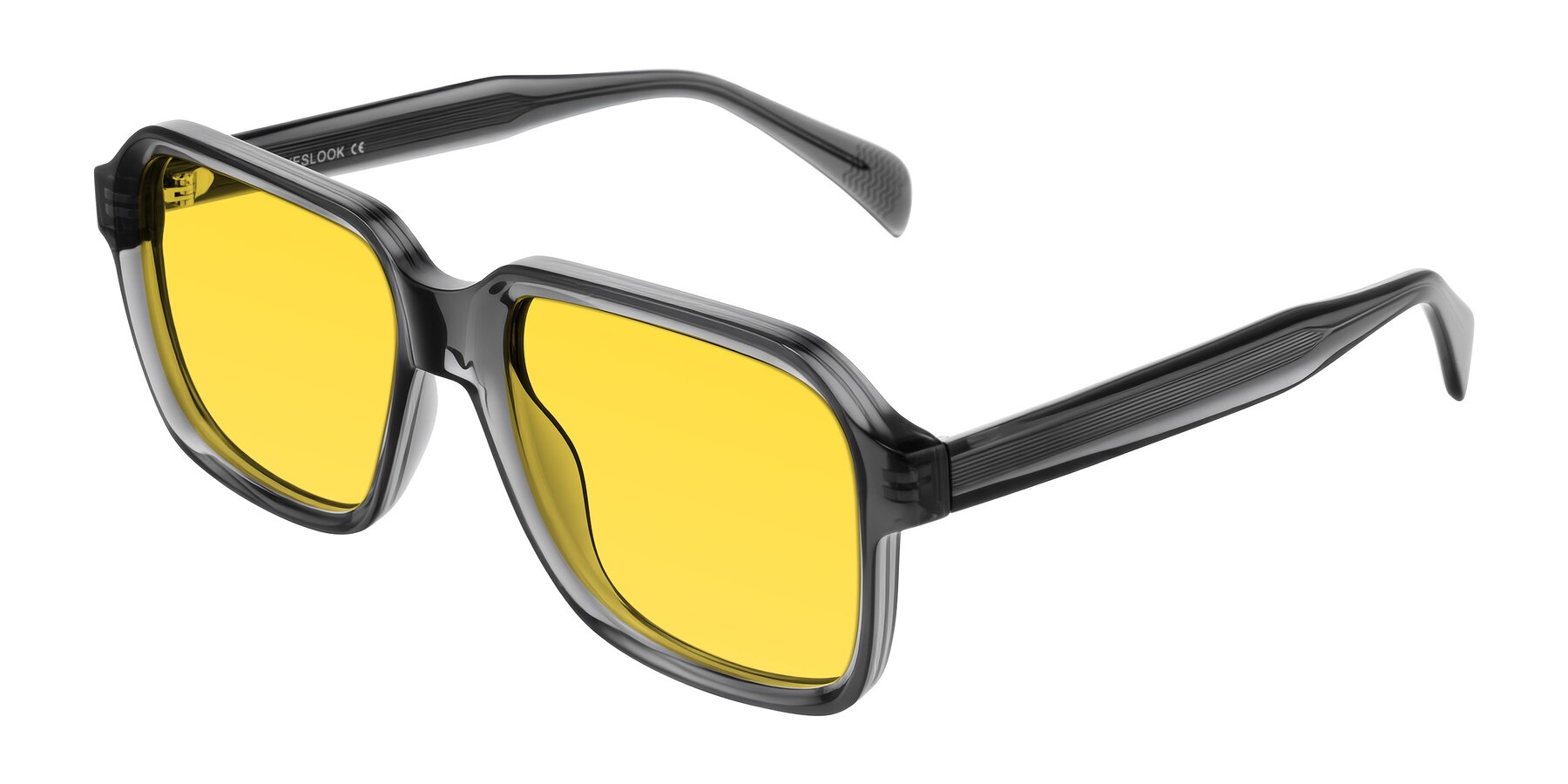 Angle of Upbeat in Translucent Gray with Yellow Tinted Lenses