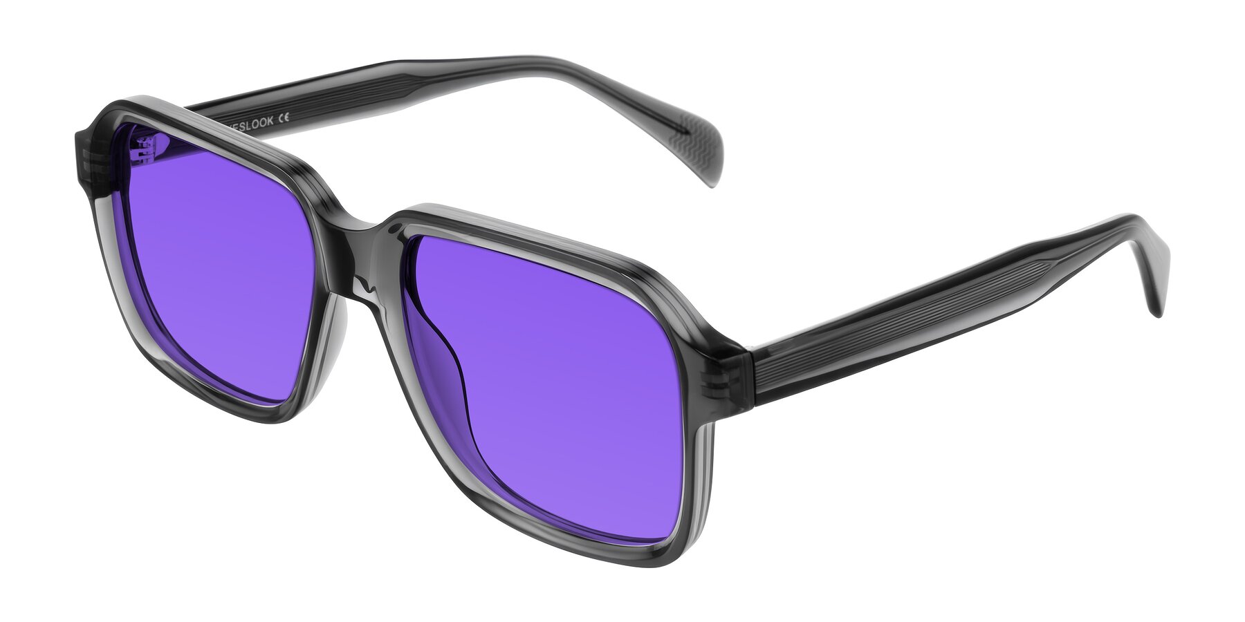 Angle of Upbeat in Translucent Gray with Purple Tinted Lenses