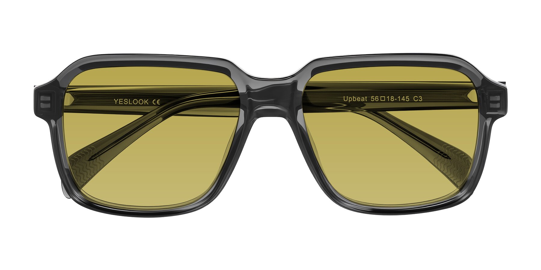 Folded Front of Upbeat in Translucent Gray with Champagne Tinted Lenses