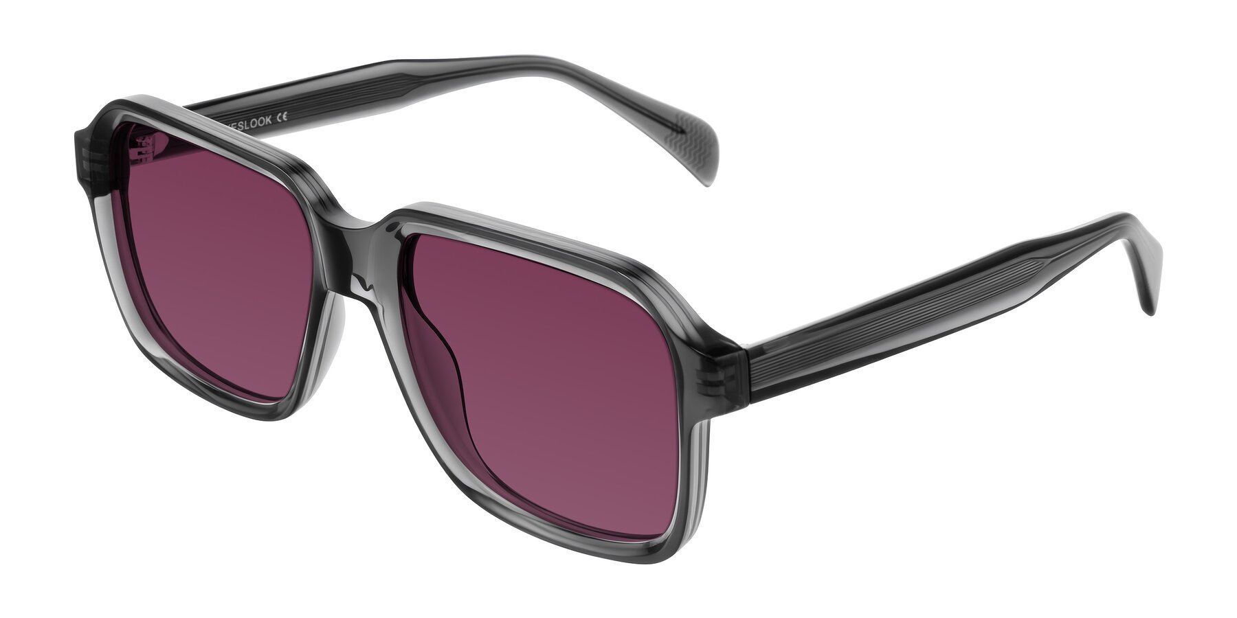 Angle of Upbeat in Translucent Gray with Wine Tinted Lenses