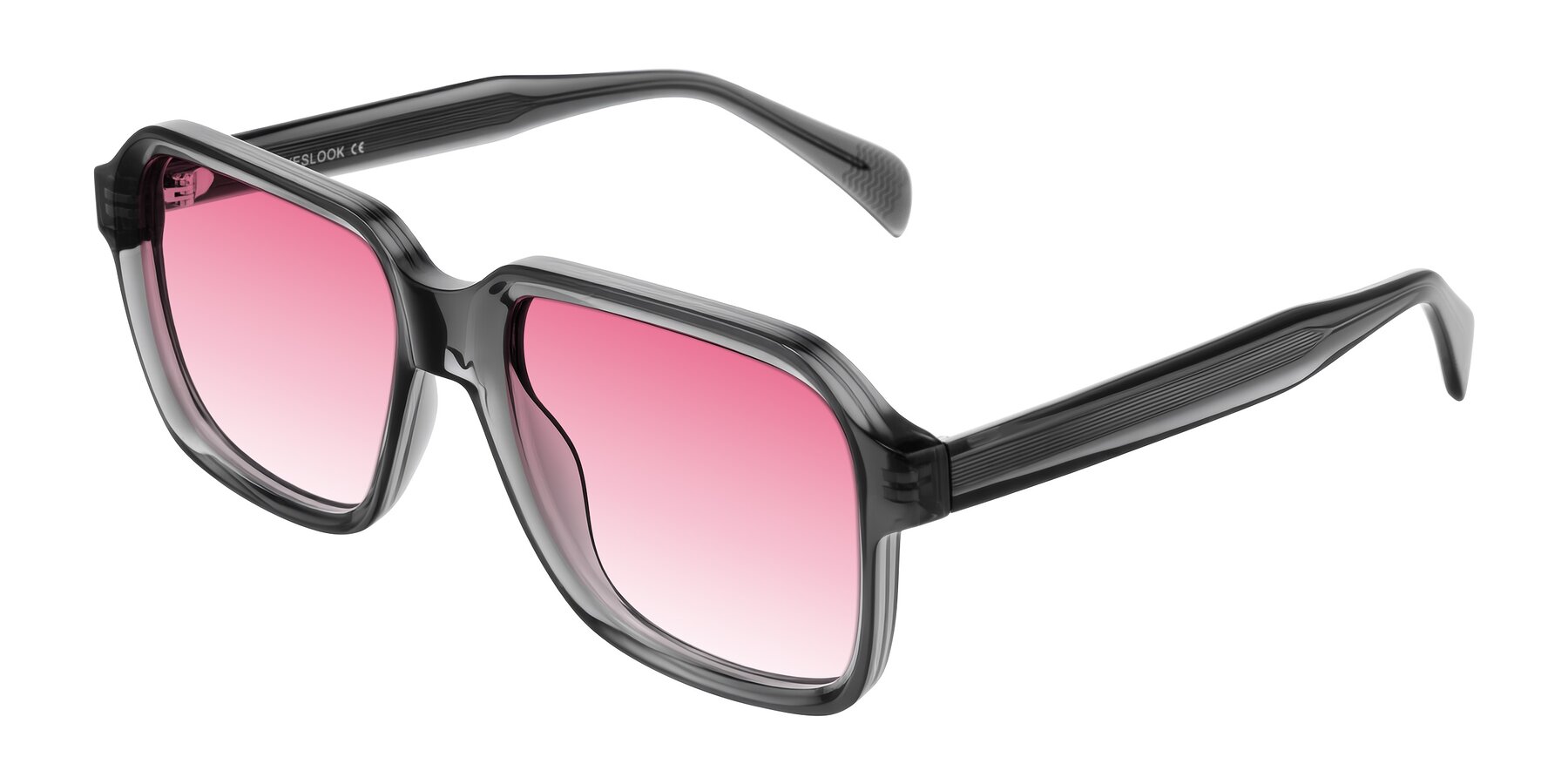 Angle of Upbeat in Translucent Gray with Pink Gradient Lenses