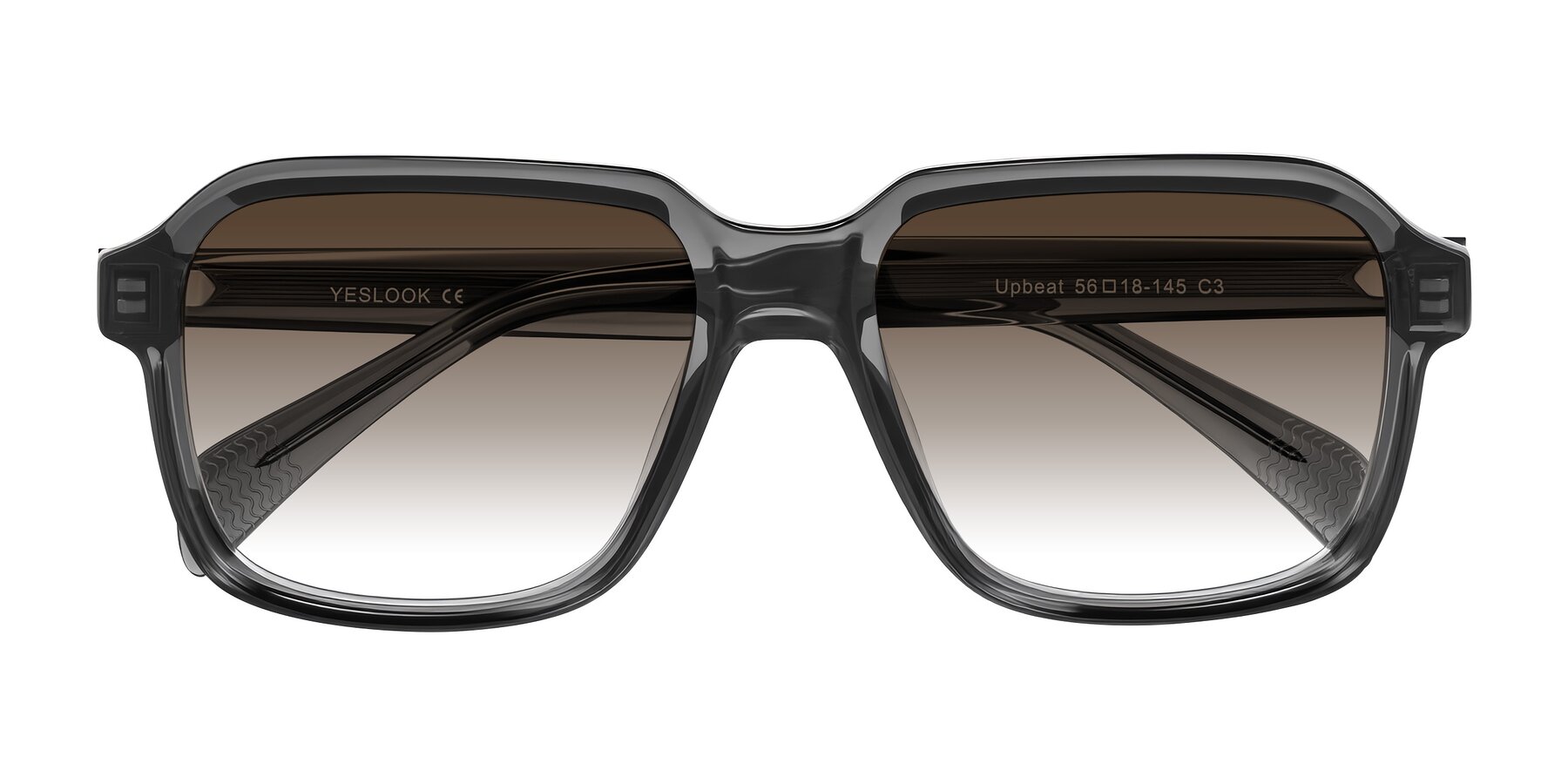 Folded Front of Upbeat in Translucent Gray with Brown Gradient Lenses