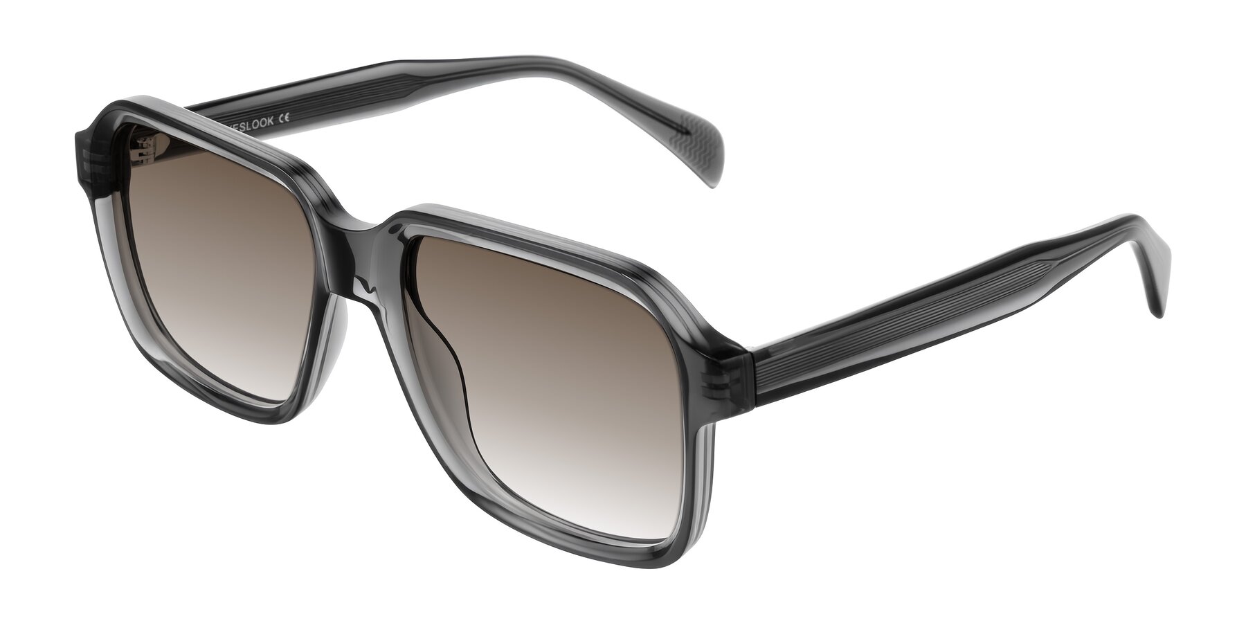 Angle of Upbeat in Translucent Gray with Brown Gradient Lenses