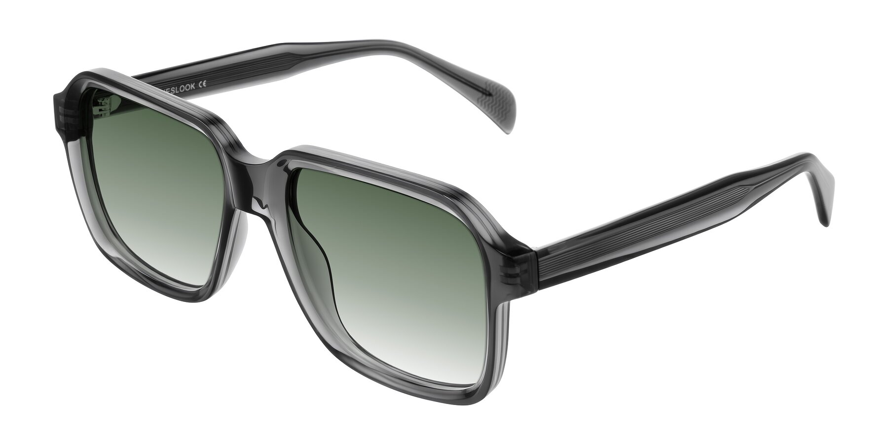 Angle of Upbeat in Translucent Gray with Green Gradient Lenses