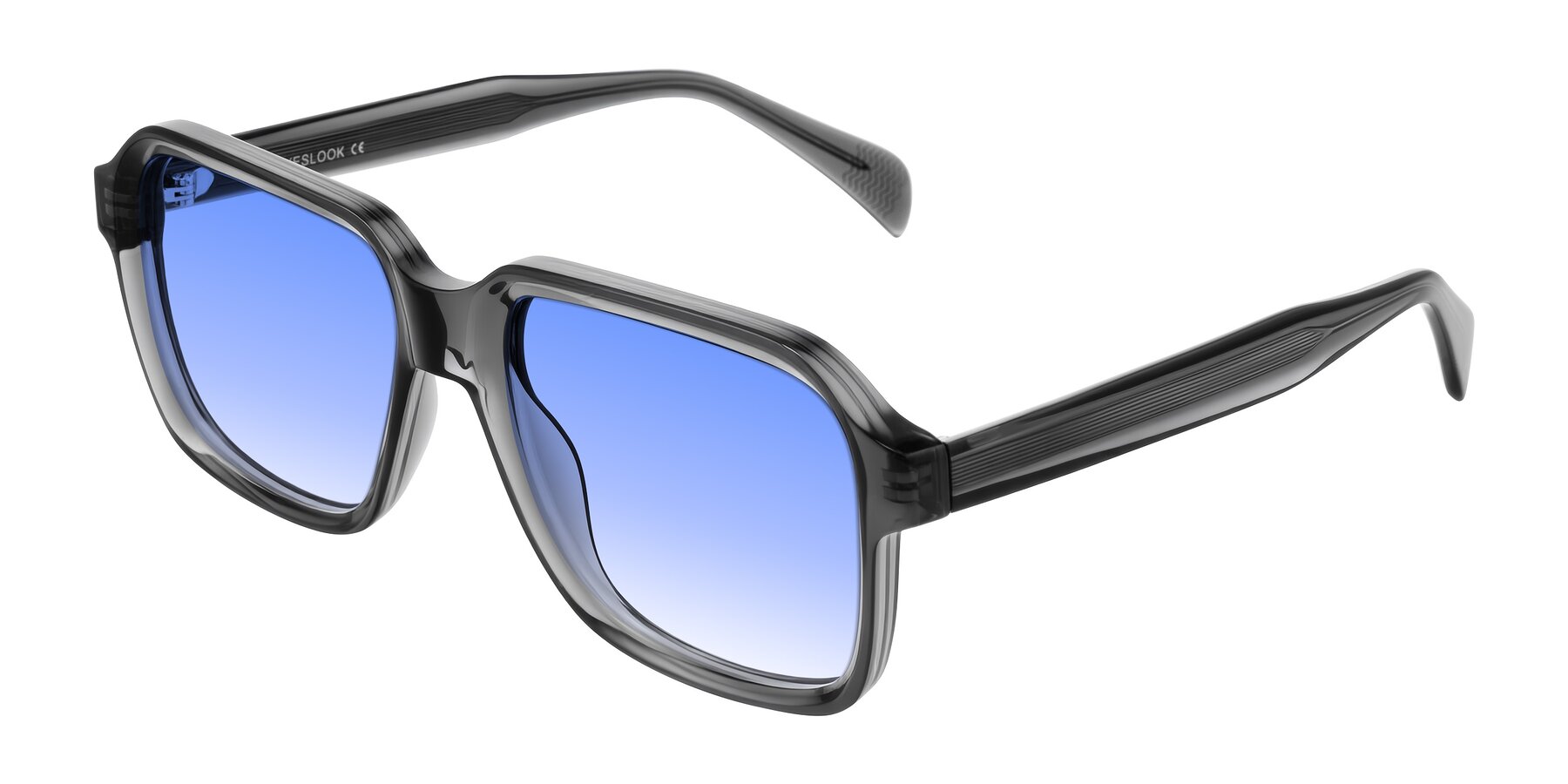 Angle of Upbeat in Translucent Gray with Blue Gradient Lenses