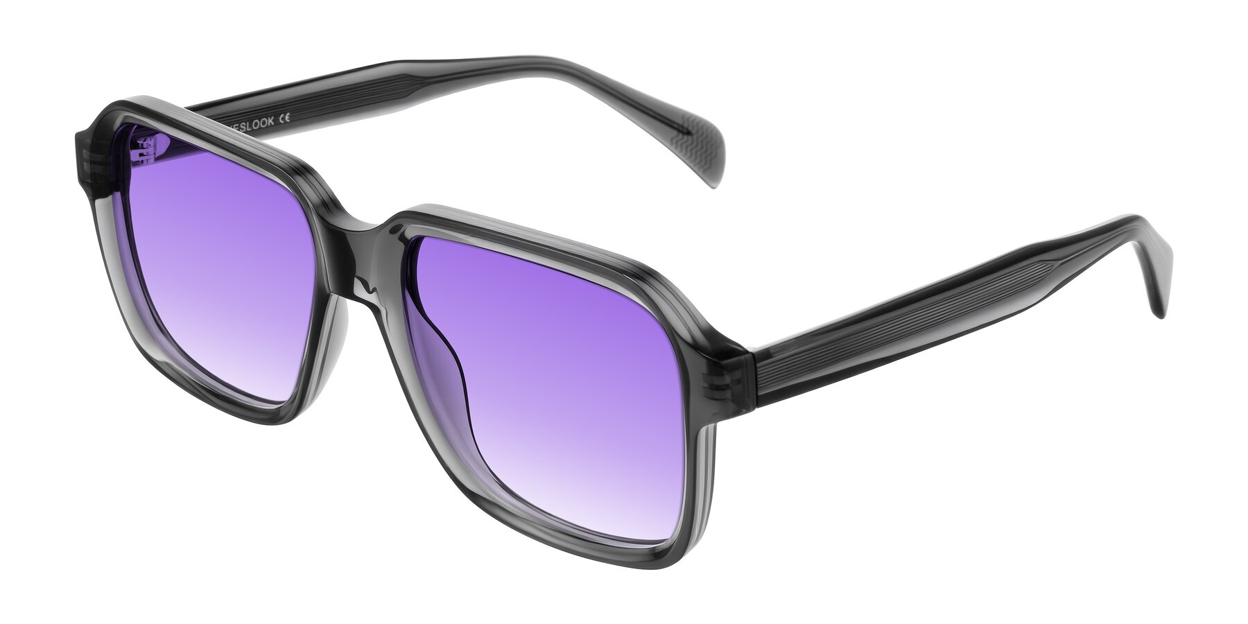 Angle of Upbeat in Translucent Gray with Purple Gradient Lenses