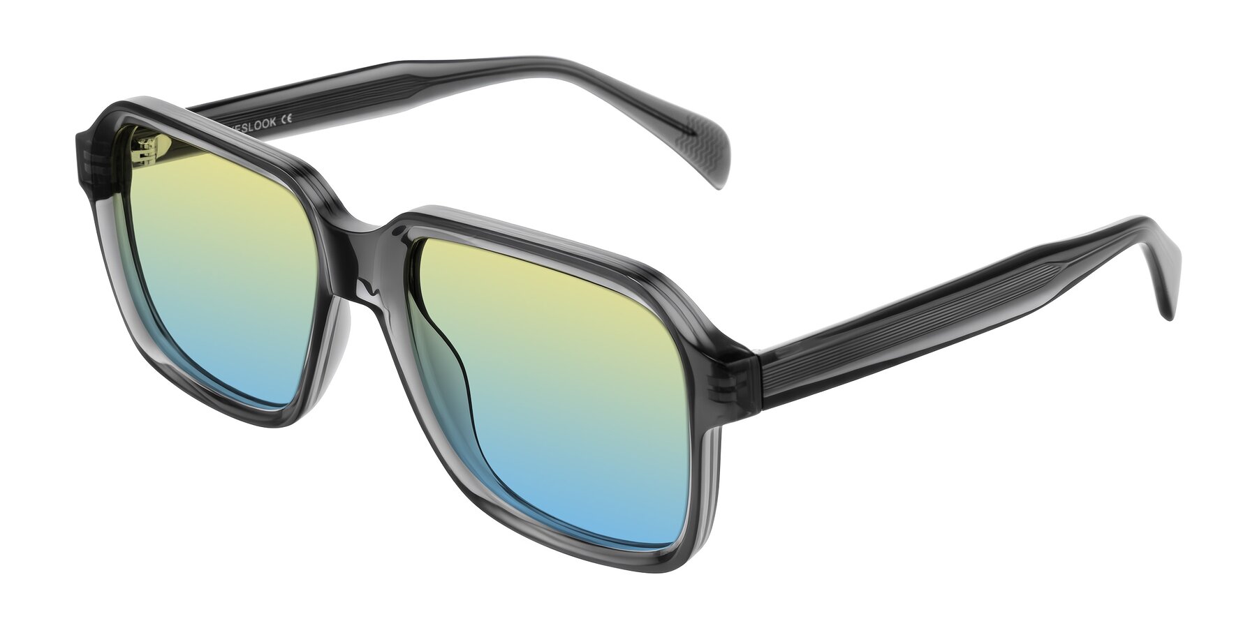 Angle of Upbeat in Translucent Gray with Yellow / Blue Gradient Lenses