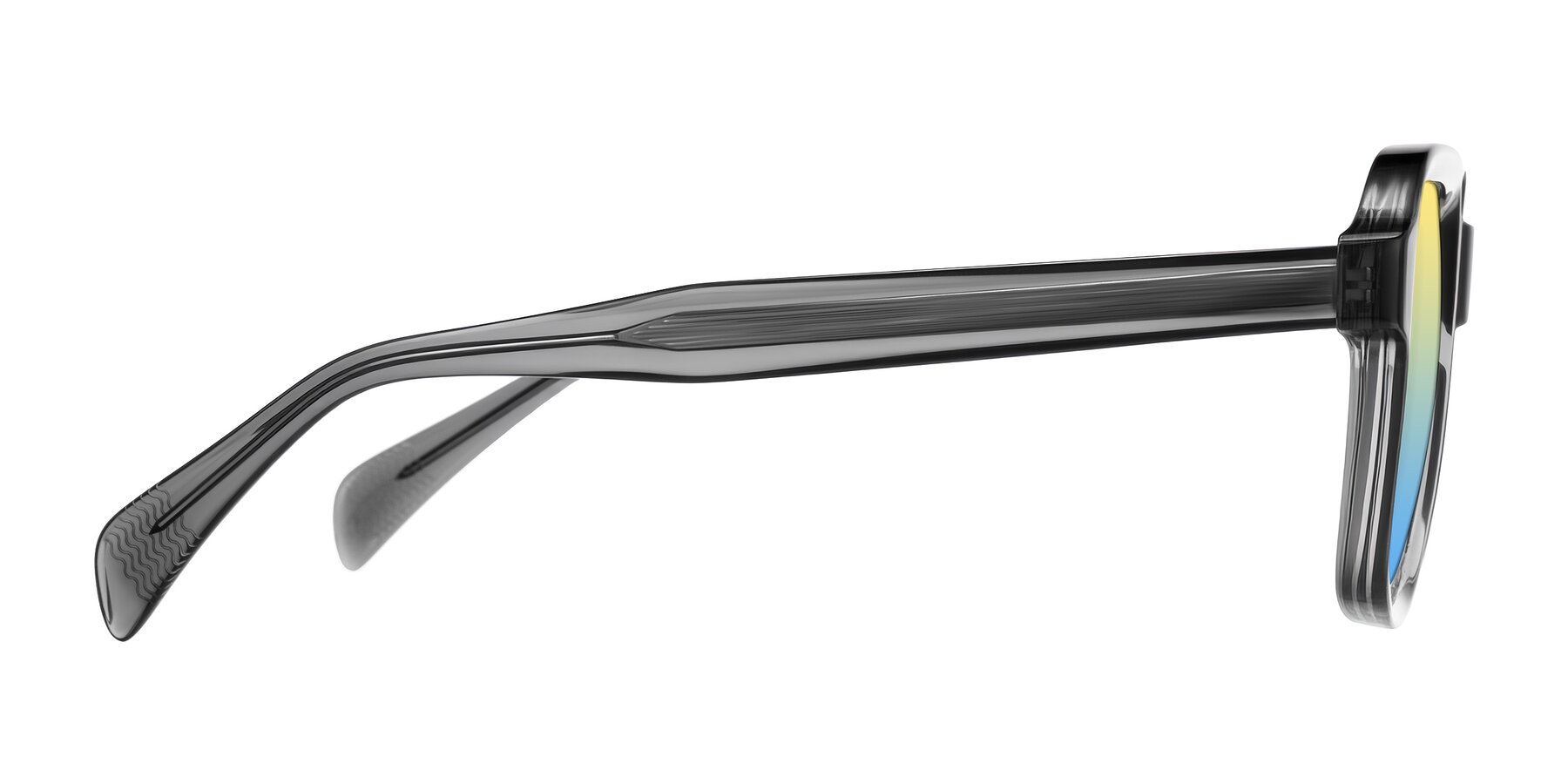 Side of Upbeat in Translucent Gray with Yellow / Blue Gradient Lenses