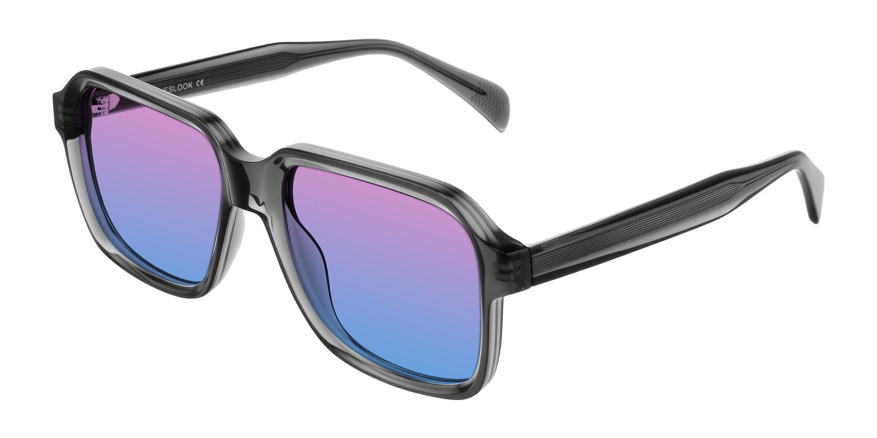 Angle of Upbeat in Translucent Gray with Pink / Blue Gradient Lenses