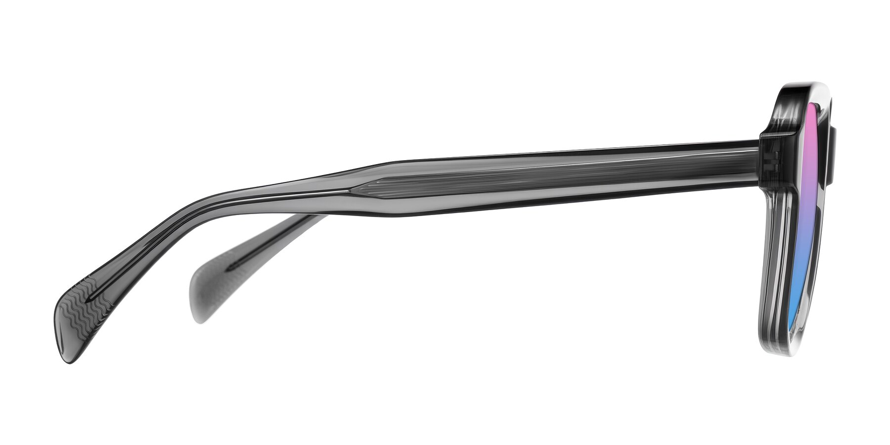 Side of Upbeat in Translucent Gray with Pink / Blue Gradient Lenses