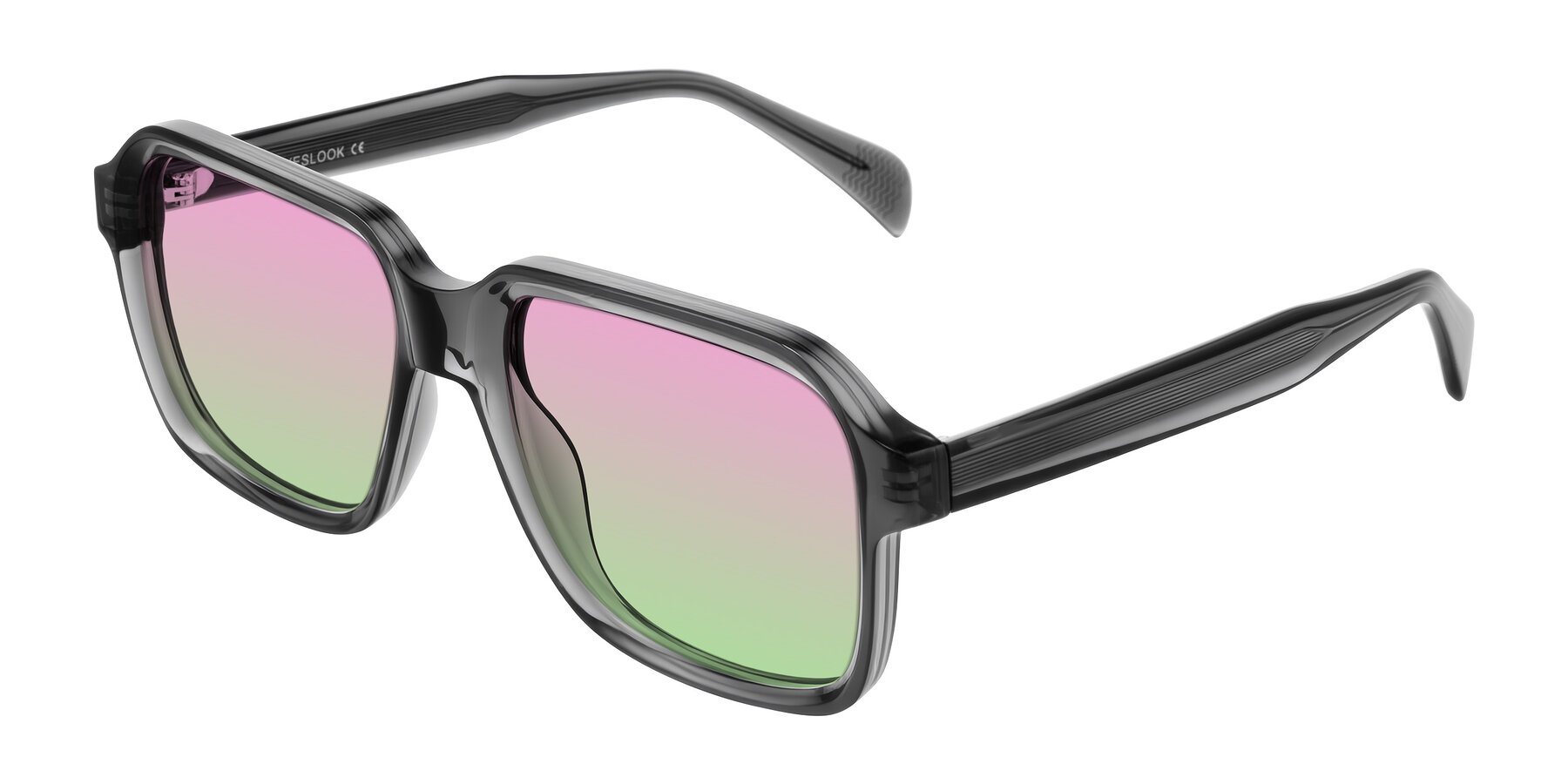 Angle of Upbeat in Translucent Gray with Pink / Green Gradient Lenses