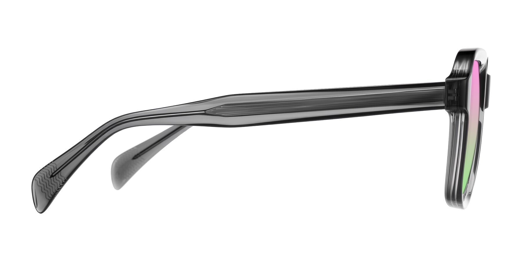 Side of Upbeat in Translucent Gray with Pink / Green Gradient Lenses