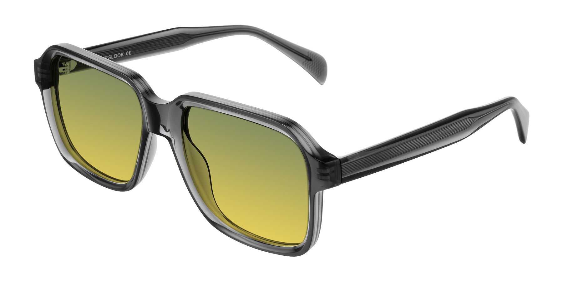 Angle of Upbeat in Translucent Gray with Green / Yellow Gradient Lenses