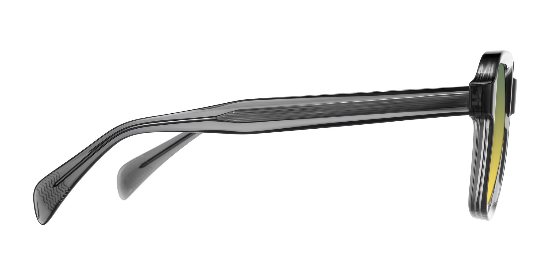Side of Upbeat in Translucent Gray with Green / Yellow Gradient Lenses