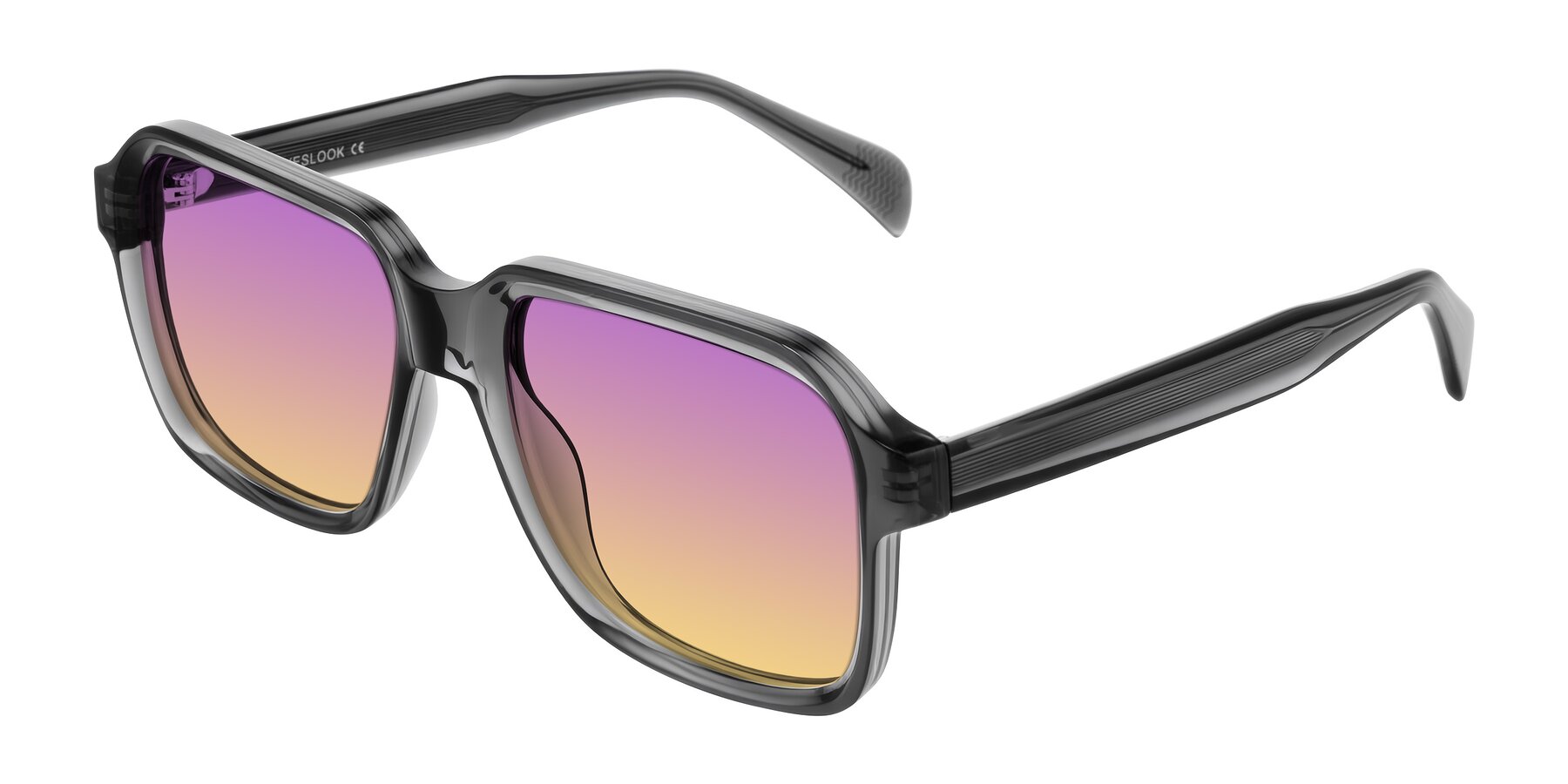 Angle of Upbeat in Translucent Gray with Purple / Yellow Gradient Lenses