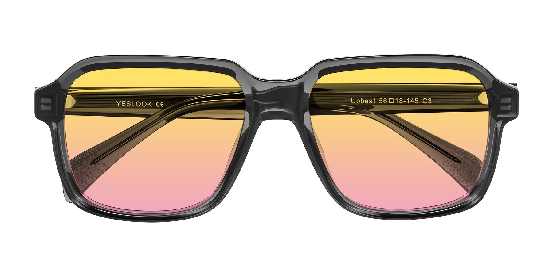 Folded Front of Upbeat in Translucent Gray with Yellow / Pink Gradient Lenses