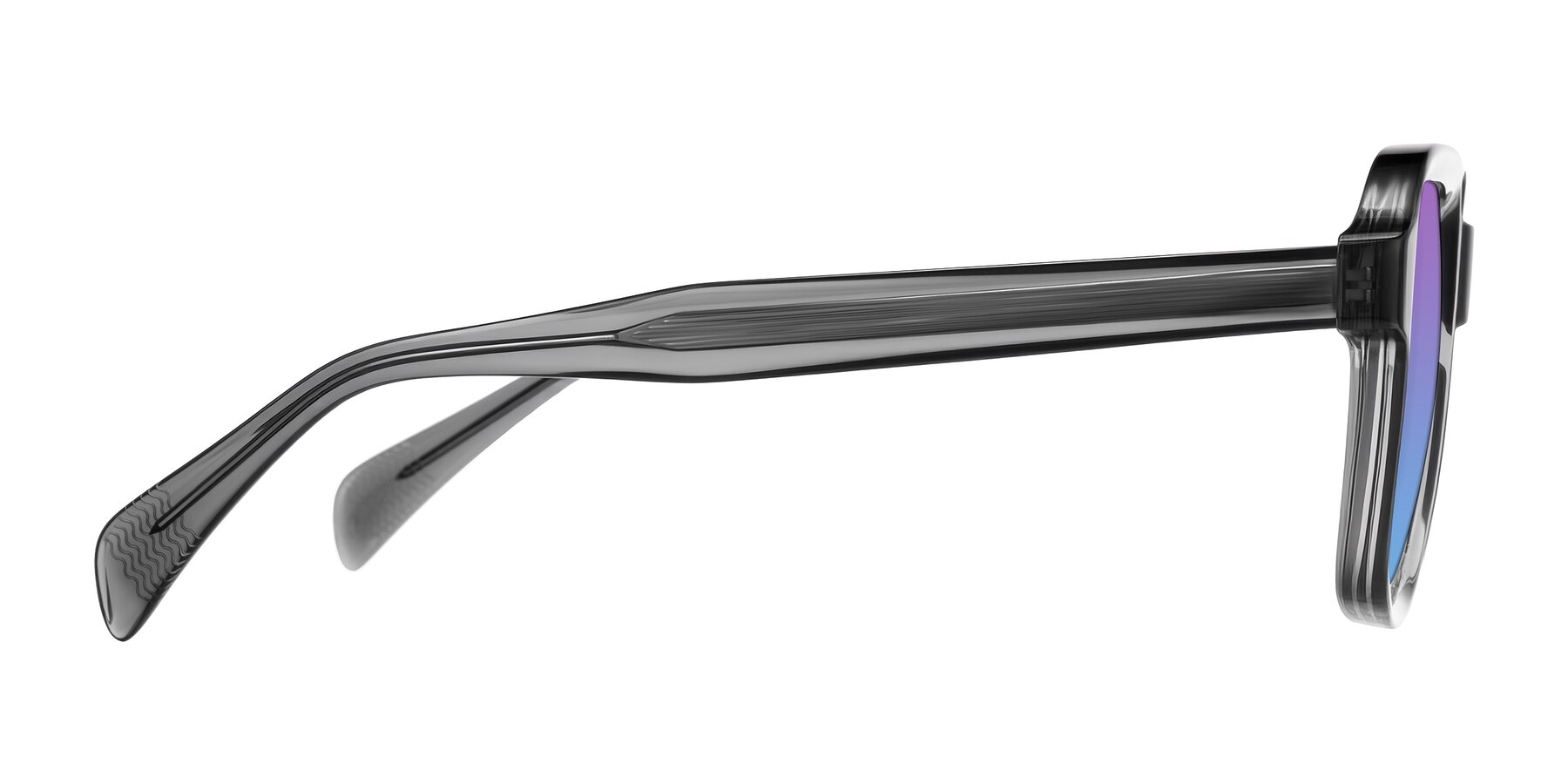 Side of Upbeat in Translucent Gray with Purple / Blue Gradient Lenses