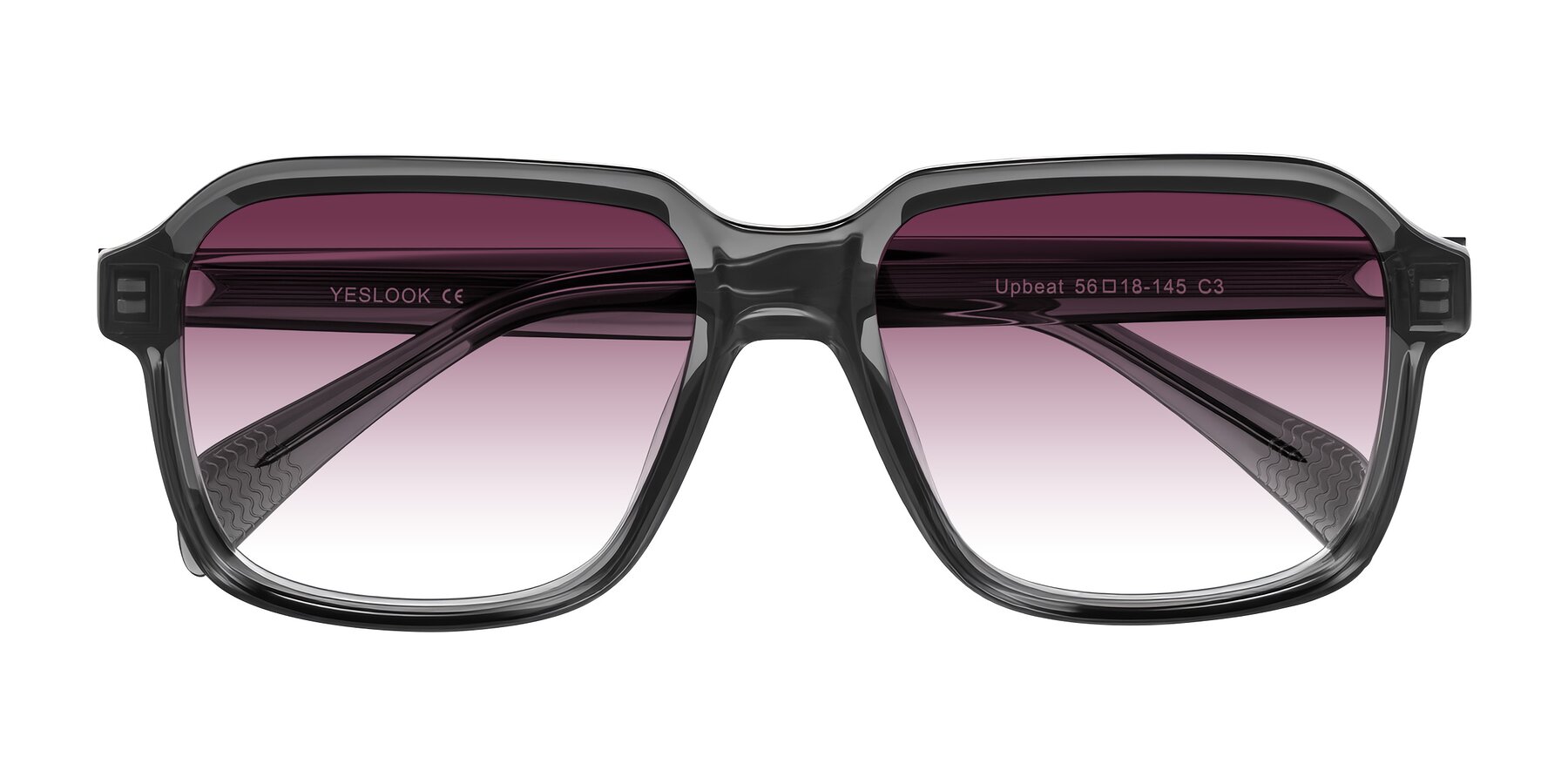 Folded Front of Upbeat in Translucent Gray with Wine Gradient Lenses
