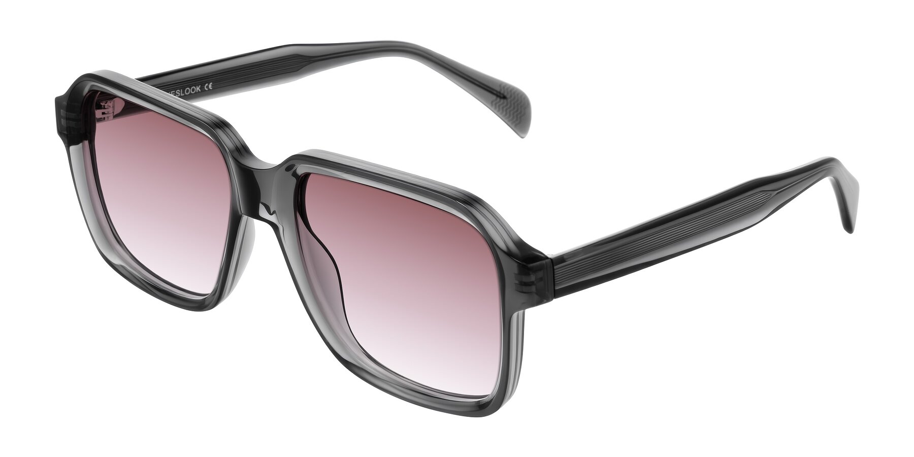 Angle of Upbeat in Translucent Gray with Garnet Gradient Lenses