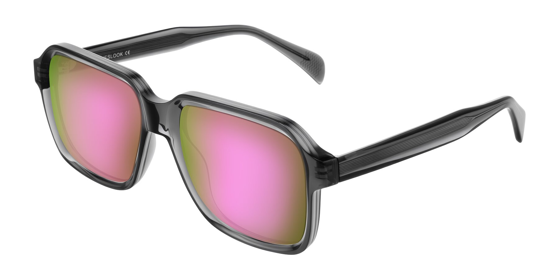 Angle of Upbeat in Translucent Gray with Pink Mirrored Lenses
