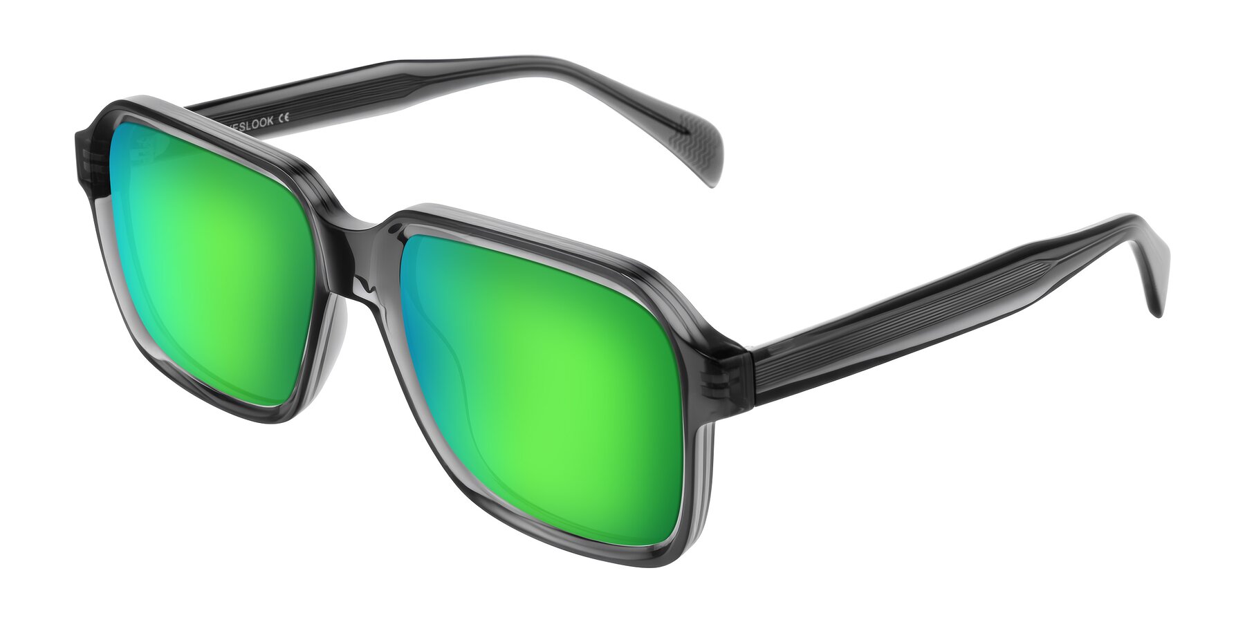 Angle of Upbeat in Translucent Gray with Green Mirrored Lenses