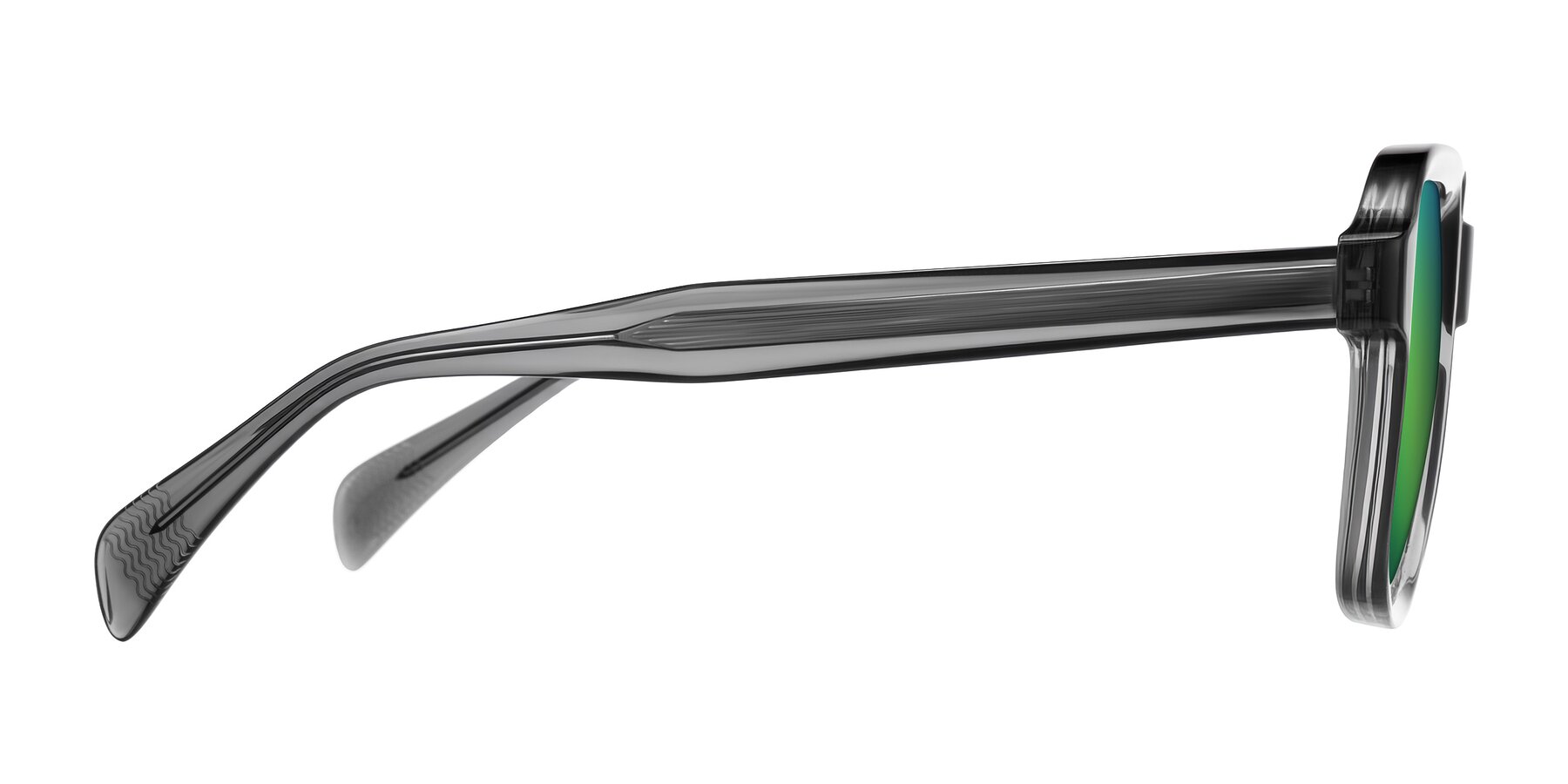 Side of Upbeat in Translucent Gray with Green Mirrored Lenses
