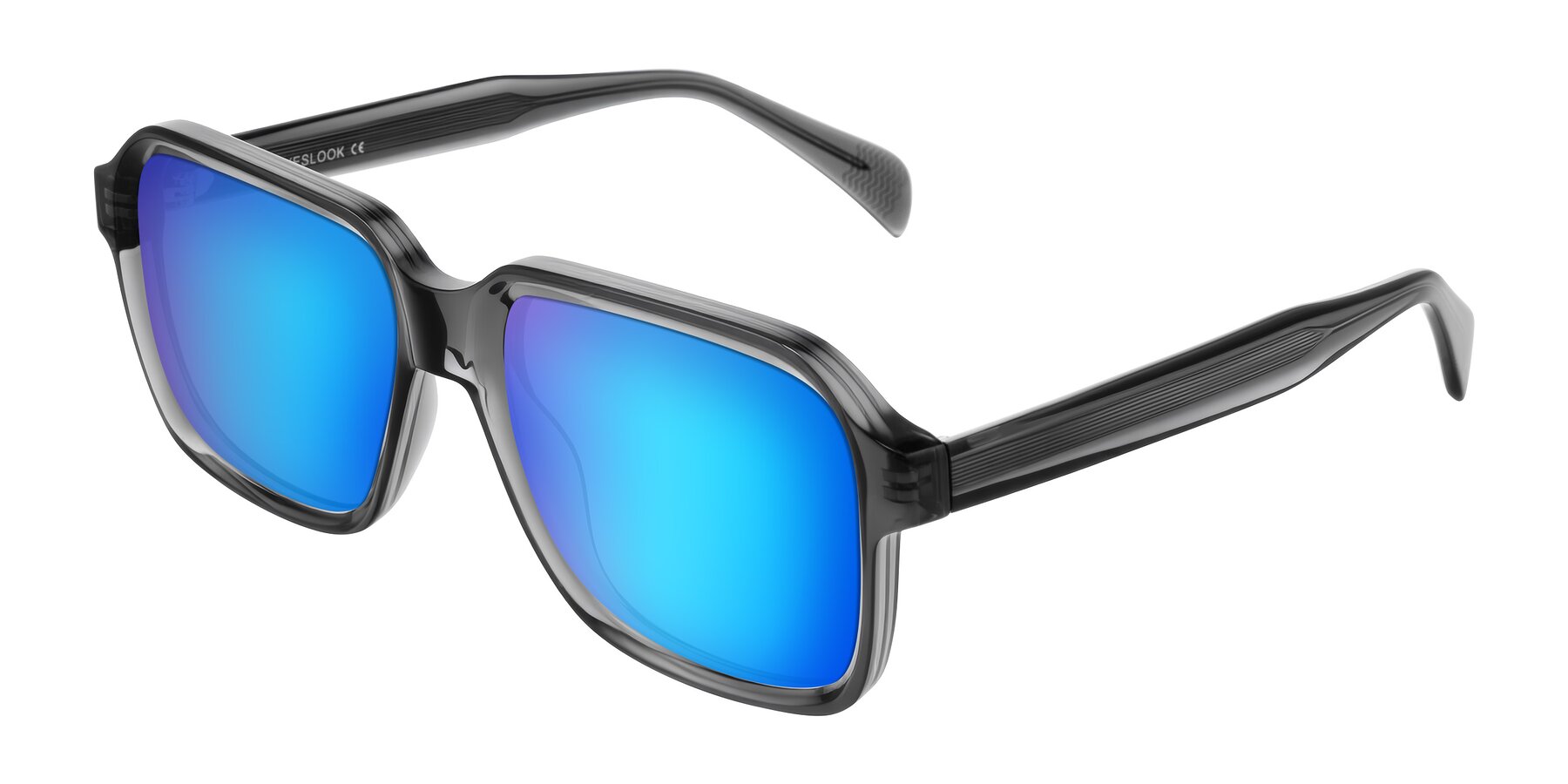 Angle of Upbeat in Translucent Gray with Blue Mirrored Lenses