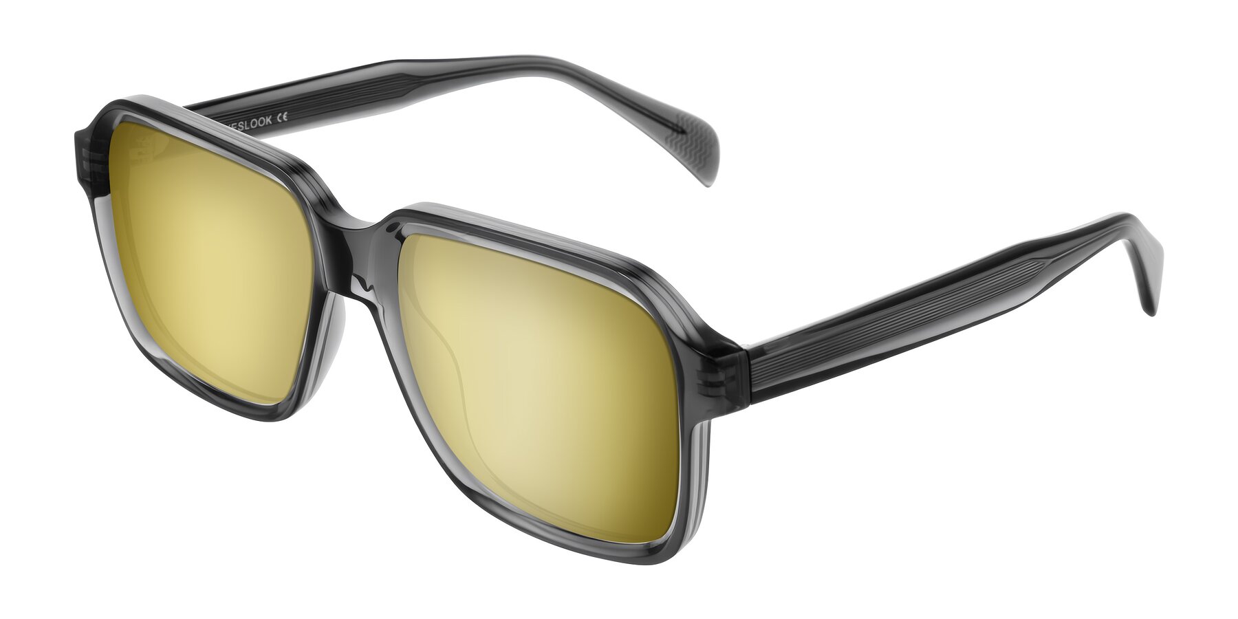 Angle of Upbeat in Translucent Gray with Gold Mirrored Lenses