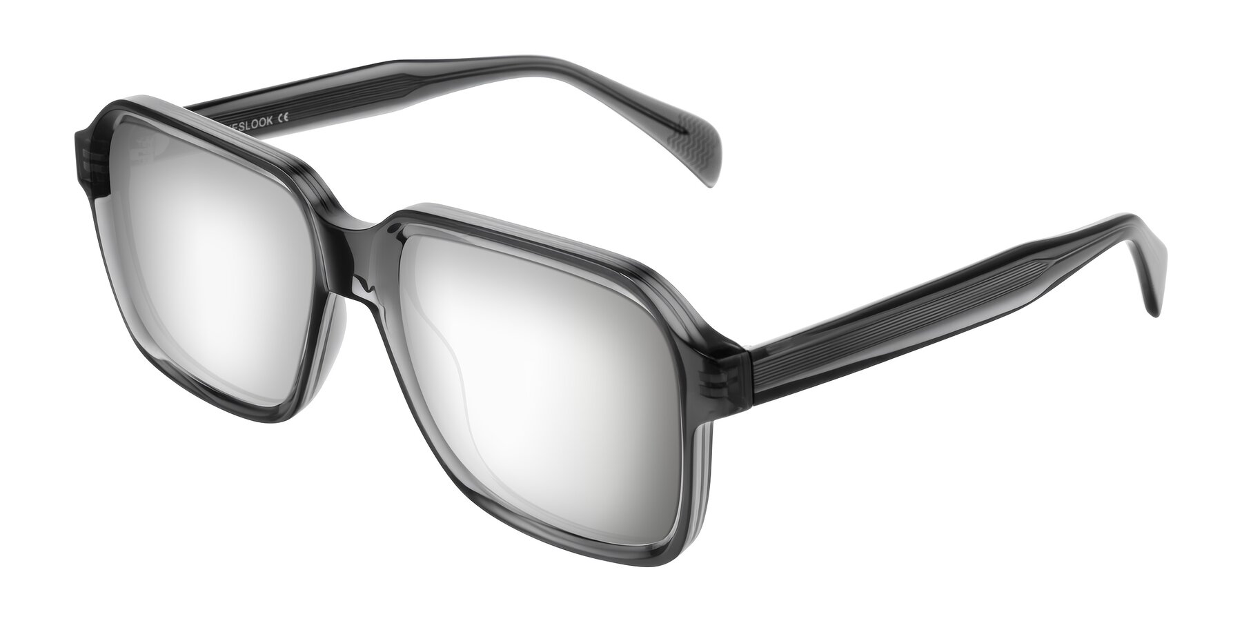 Angle of Upbeat in Translucent Gray with Silver Mirrored Lenses