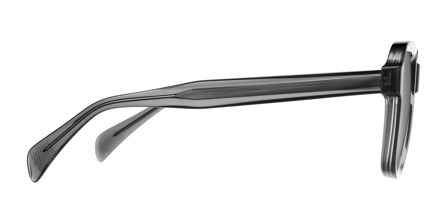 Side of Upbeat in Translucent Gray with Silver Mirrored Lenses