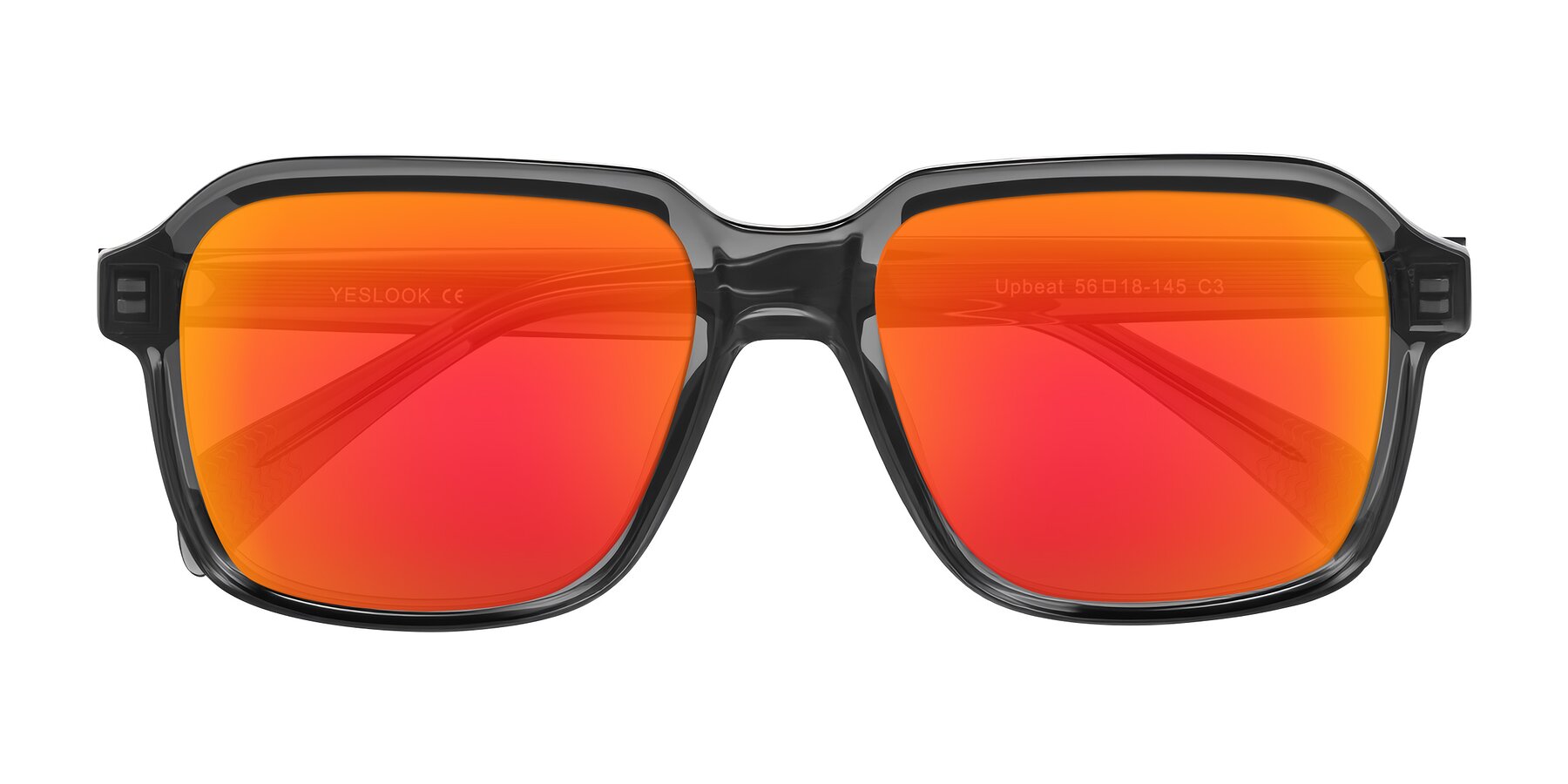Folded Front of Upbeat in Translucent Gray with Red Gold Mirrored Lenses