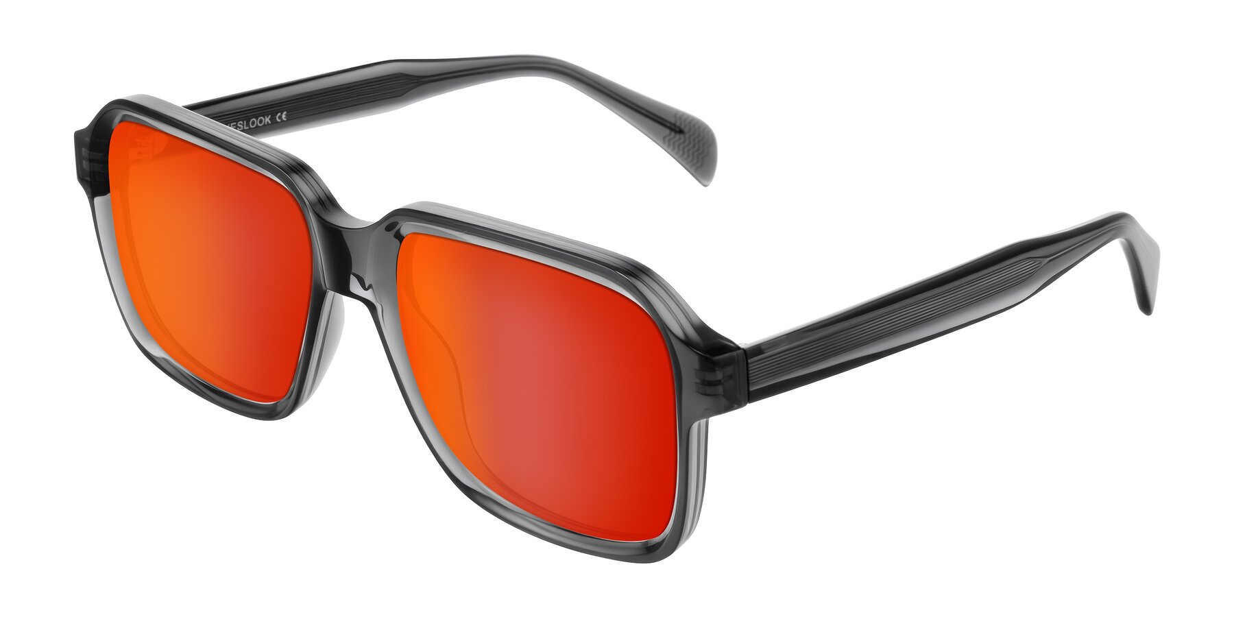 Angle of Upbeat in Translucent Gray with Red Gold Mirrored Lenses