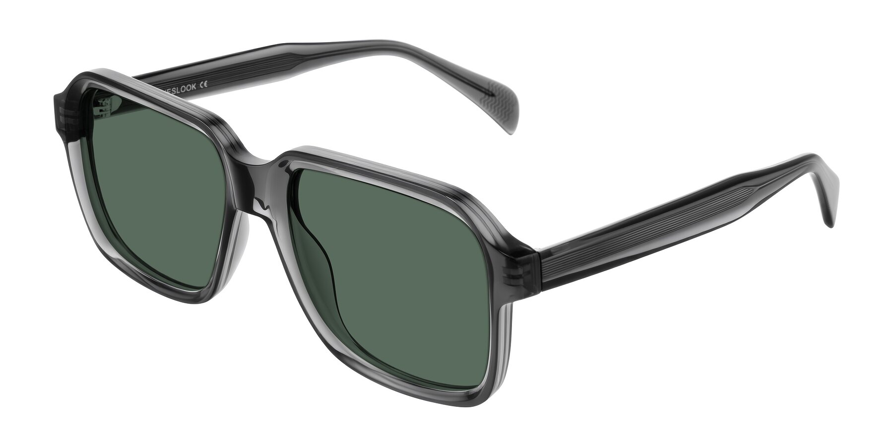 Angle of Upbeat in Translucent Gray with Green Polarized Lenses