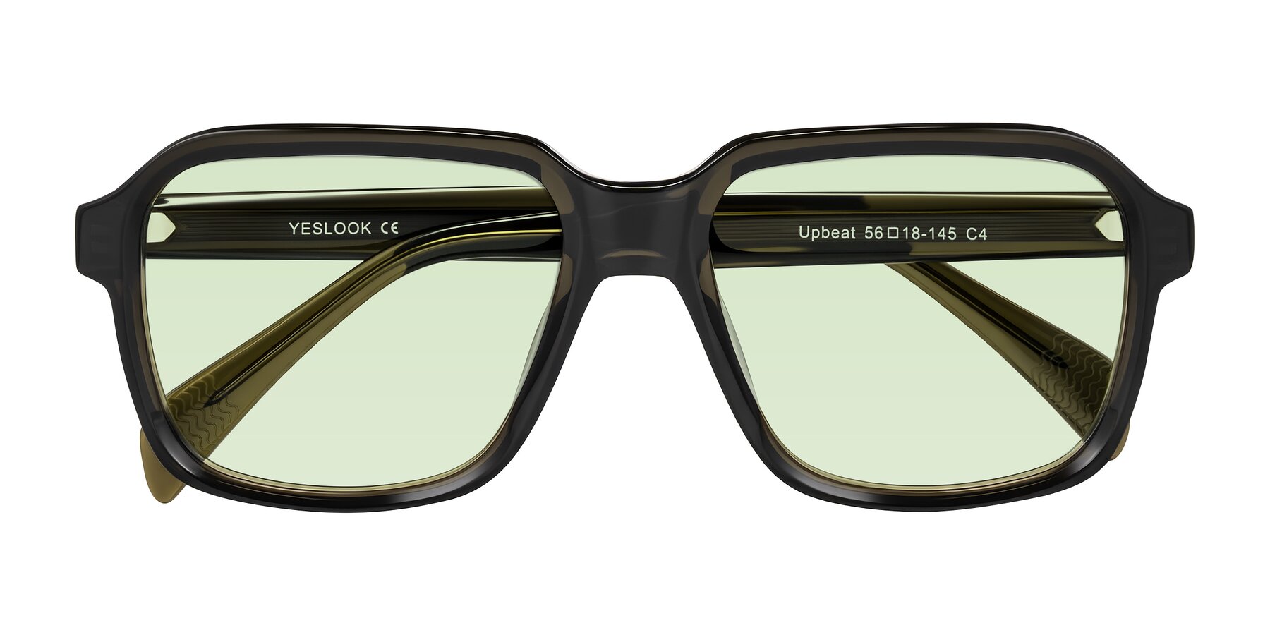 Folded Front of Upbeat in Translucent Olive Gray with Light Green Tinted Lenses
