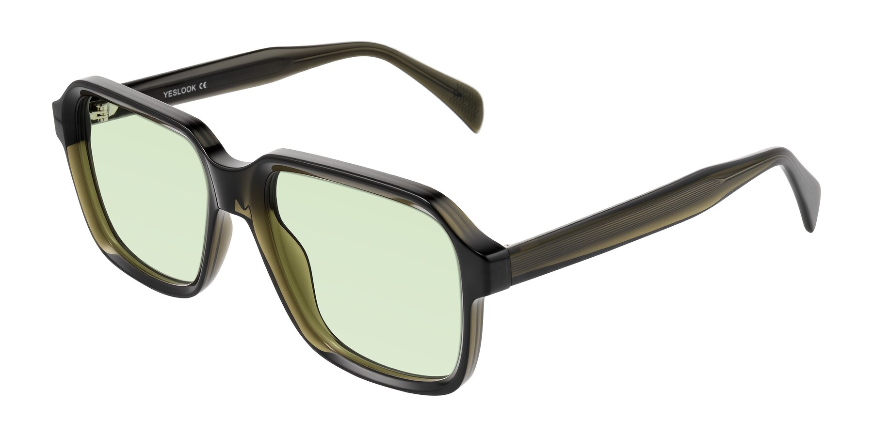 Angle of Upbeat in Translucent Olive Gray with Light Green Tinted Lenses