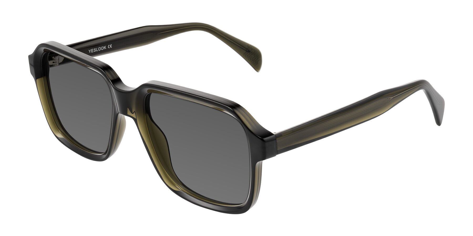Angle of Upbeat in Translucent Olive Gray with Medium Gray Tinted Lenses