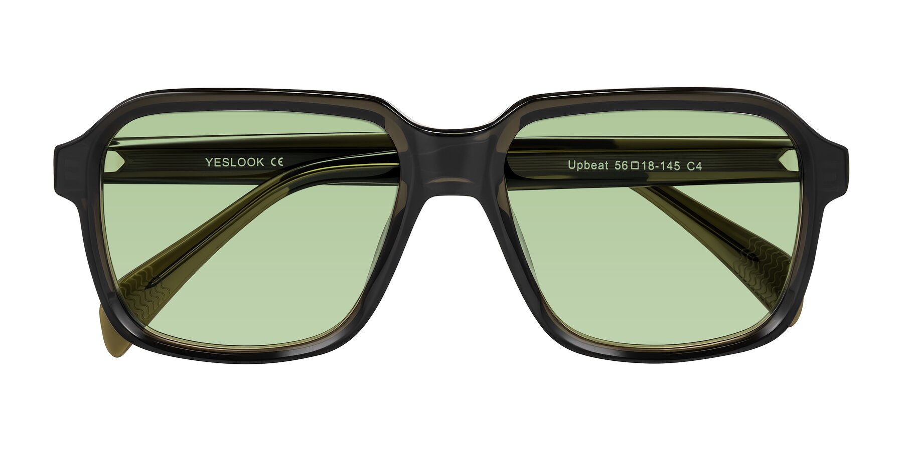 Translucent Olive Gray Oversized Hipster Square Tinted Sunglasses with ...