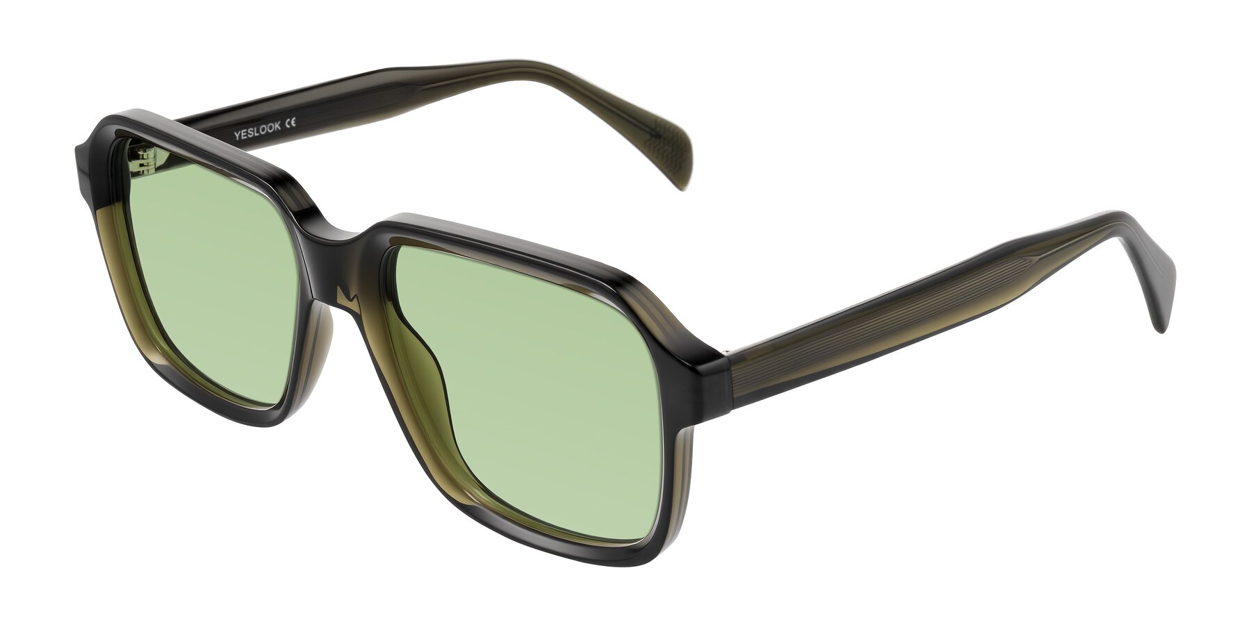 Angle of Upbeat in Translucent Olive Gray with Medium Green Tinted Lenses