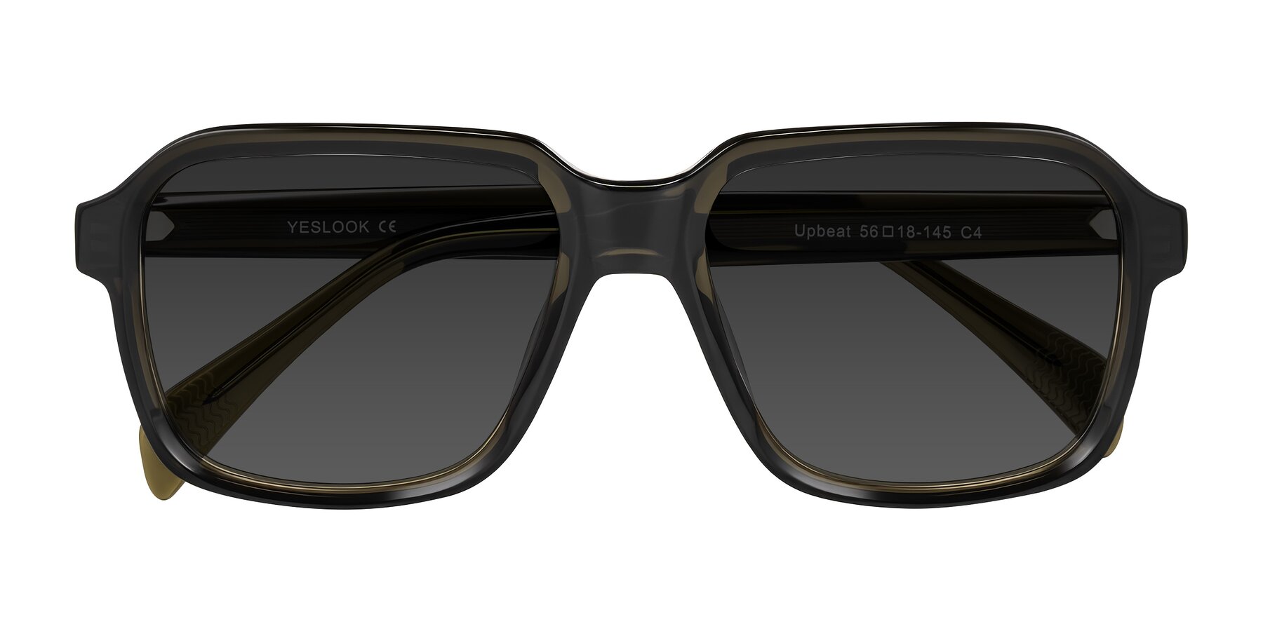 Folded Front of Upbeat in Translucent Olive Gray with Gray Tinted Lenses