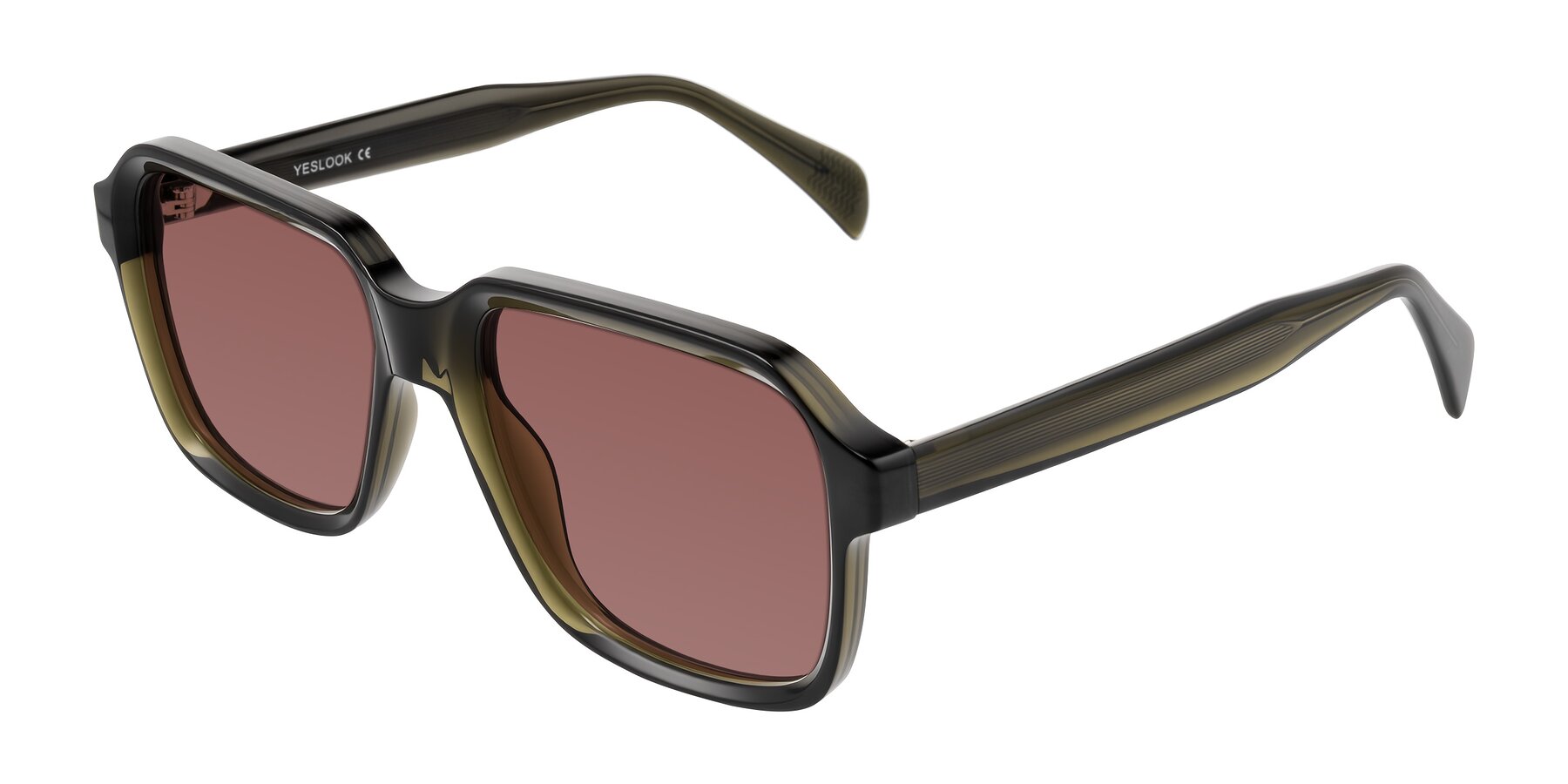 Angle of Upbeat in Translucent Olive Gray with Garnet Tinted Lenses