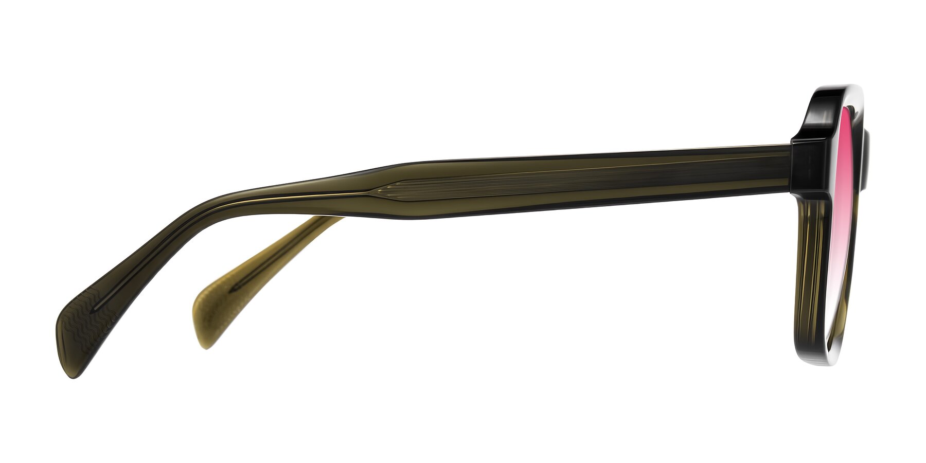 Side of Upbeat in Translucent Olive Gray with Pink Gradient Lenses